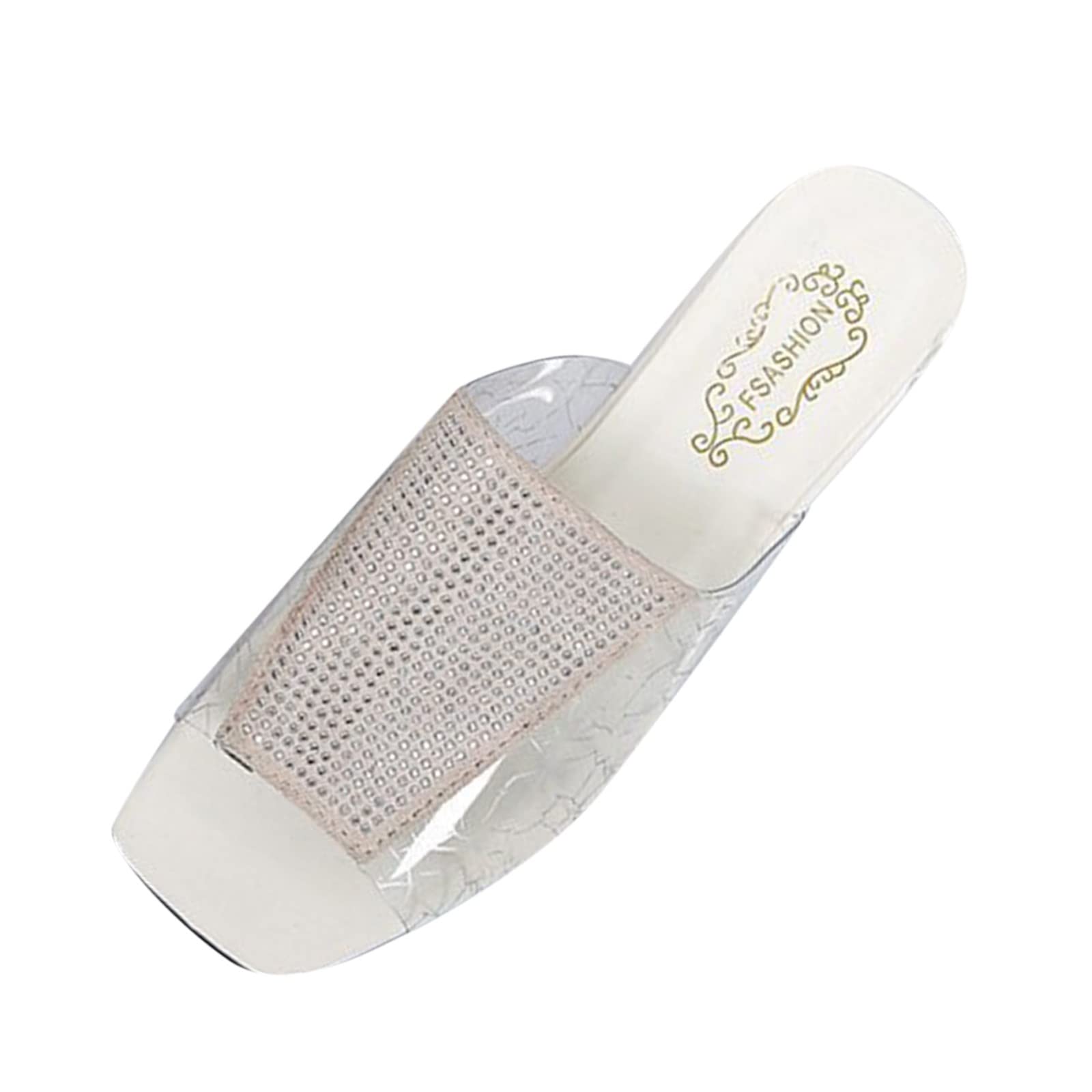 Stylish Rhinestone Women's Transparent Slide Slippers - Breathable Summer Flip Flops with Peep Toe Design for Women (White, Size 9.5-10) | Perfect for Beach, Poolside, Spa, and Indoor Comfort Wear