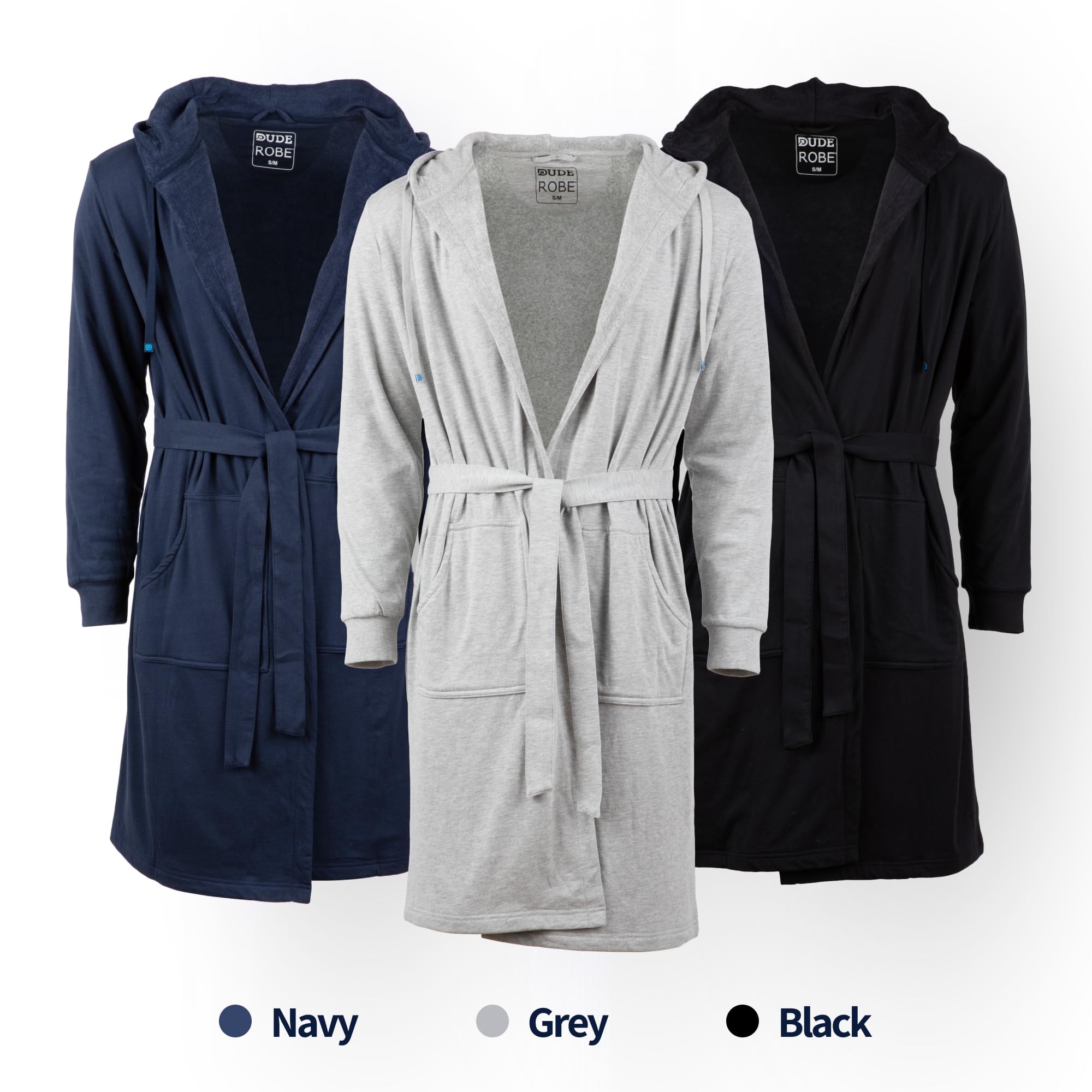 DudeRobe Men's Hooded Bathrobe with Pockets - Soft & Absorbent Cotton Robe for After Shower, Spa, Lounging at Home | Shark Tank Featured Product