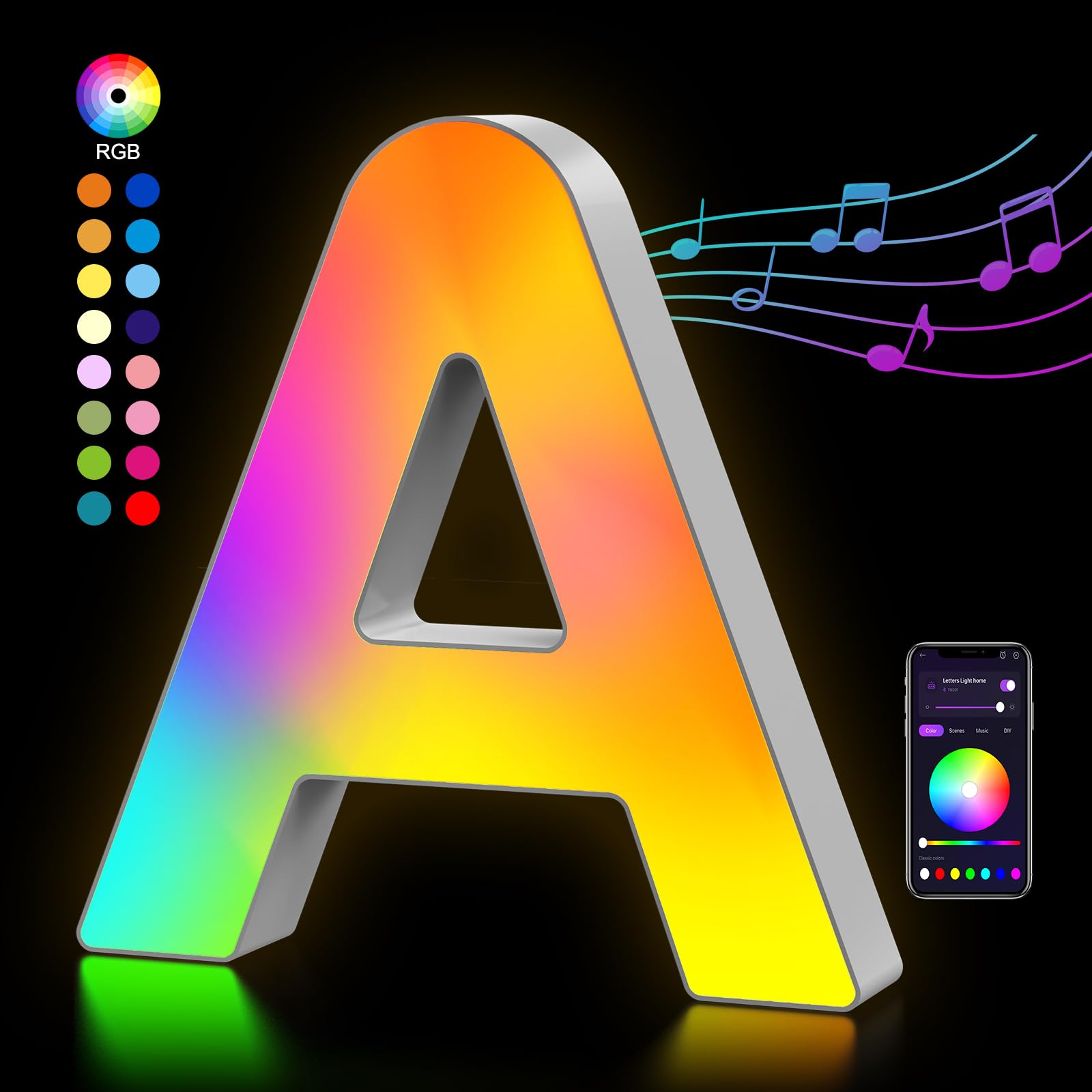 OJQ LED Light Up Letters - Color Changing Alphabet Wall Decor with Music Sync - Perfect for Teen Girls Room, Birthday & Christmas Gifts - Bedroom, Party, Home Wall Decoration for Festive & Romantic Ambiance