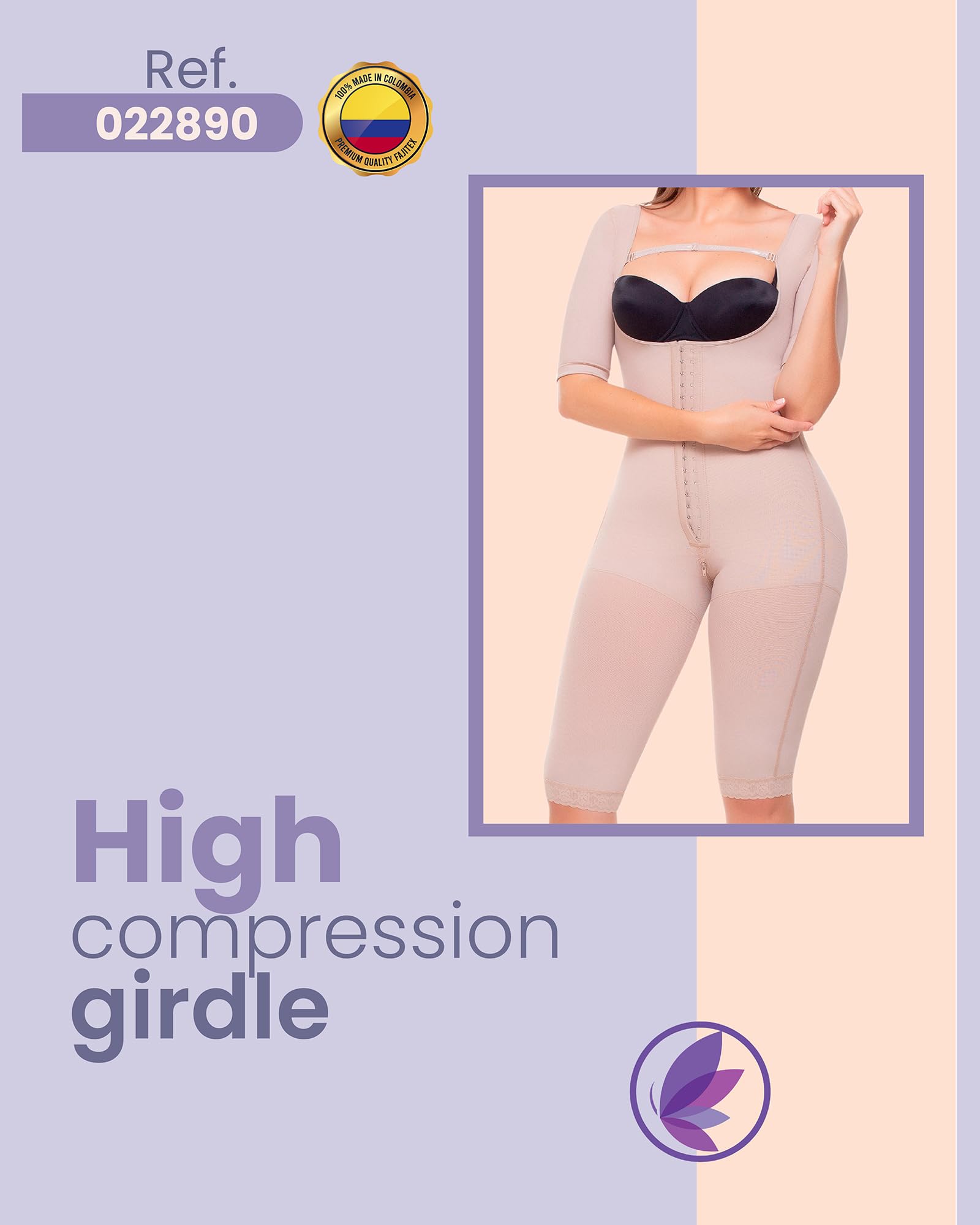 Colombian Faja Shapewear with Butt Lifter - Post Surgery BBL Faja & Compression Garment for Women After Liposuction - Perfect for Body Contouring, Waist Training, and Postpartum Recovery