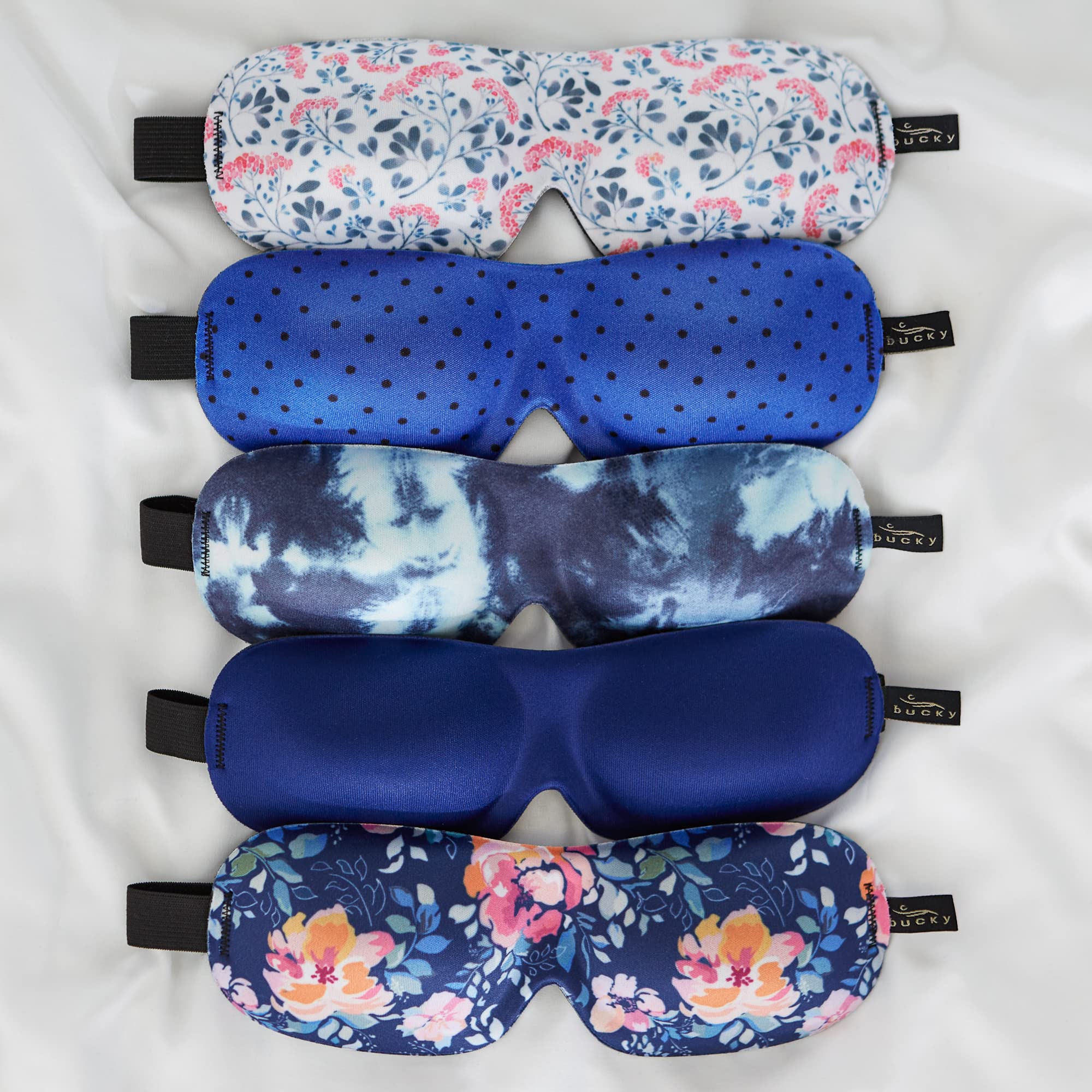 Bucky 40 Blinks No Pressure Eye Mask for Travel & Sleep - Soft & Comfortable Midnight Floral Design, One Size Fits All - Perfect for Airplane, Nap, Meditation & Relaxation