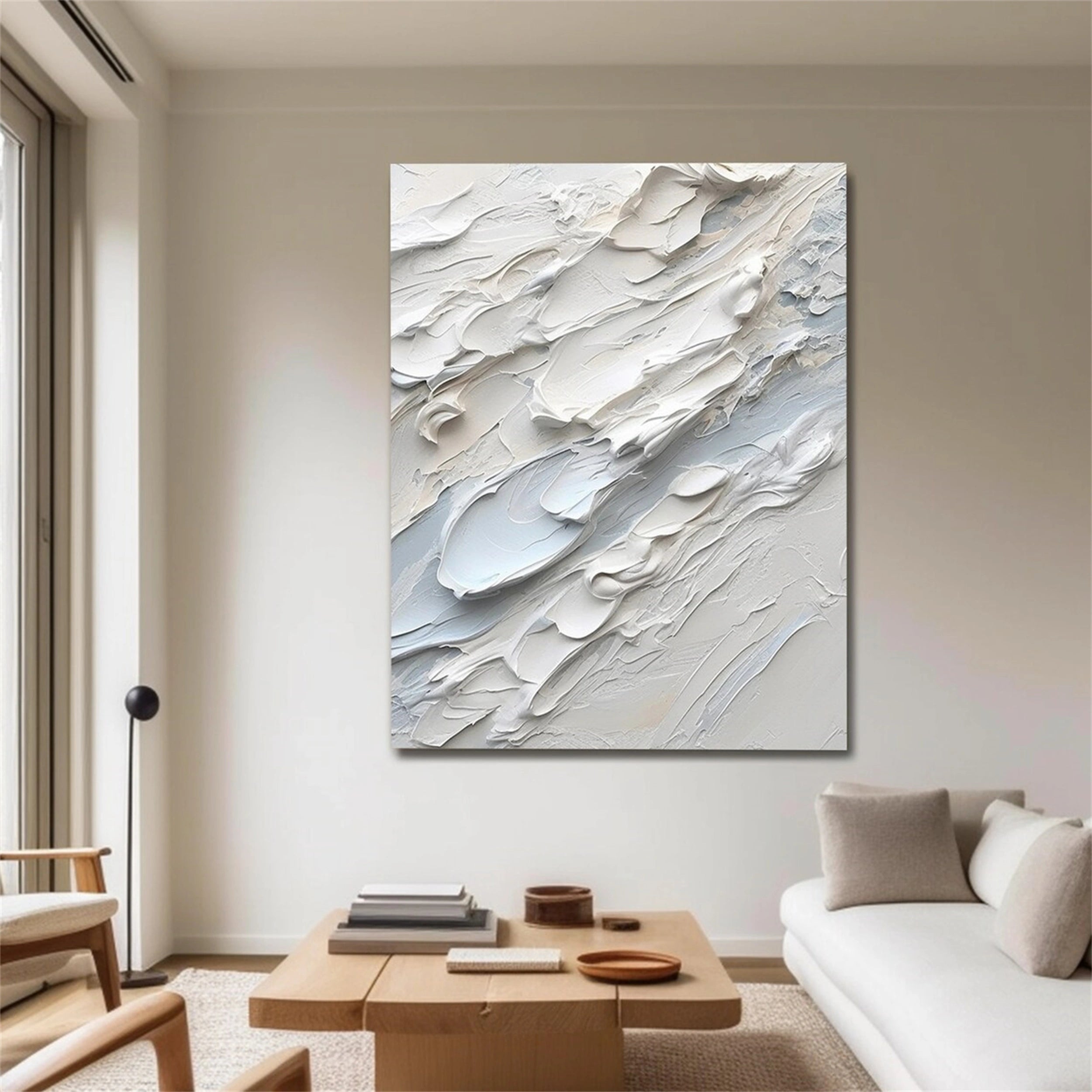 White Minimalist Textured Painting Canvas - Premium Artist Canvas for Oil & Acrylic Painting - Perfect for Home Decor & Art Studios | #MM153