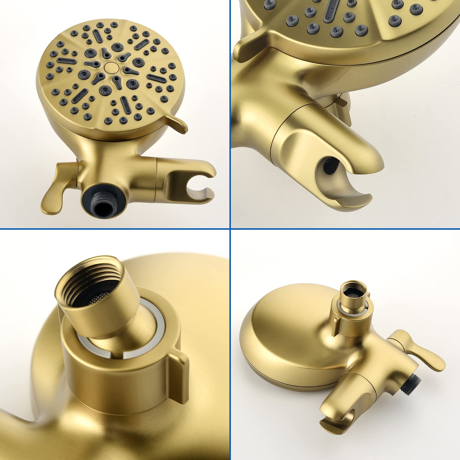 Brushed Gold Dual Shower Faucet Set with Tub Spout - Complete Shower System with Rainfall Shower Head & Handheld Sprayer - Perfect for Bathroom Renovation & Modern Home Upgrade