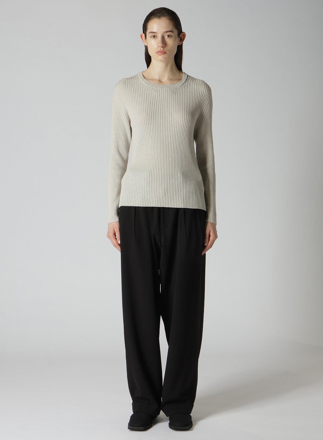 12G 3X3 Ribbed Round Neck Long Sleeve Pullover - Soft & Comfortable Women's Knit Sweater for Casual Wear & Winter Layering