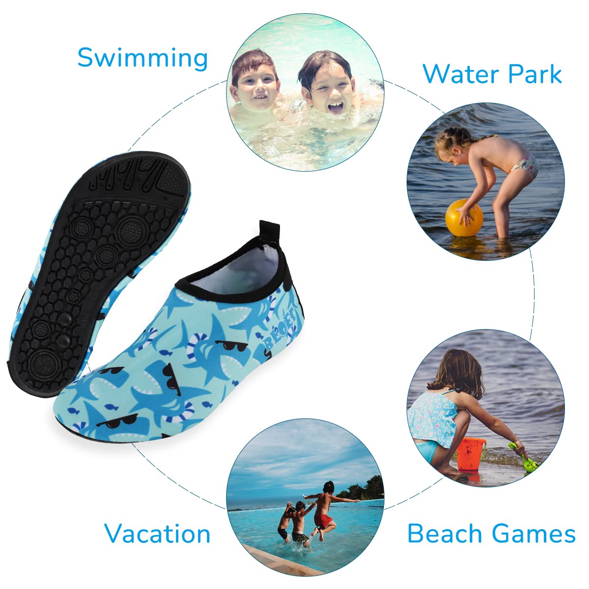 Best Kids Water Shoes for Toddler Boys & Girls - Quick Dry Non-Slip Swim Socks for Beach, Pool, Aqua Sports & Outdoor Water Activities