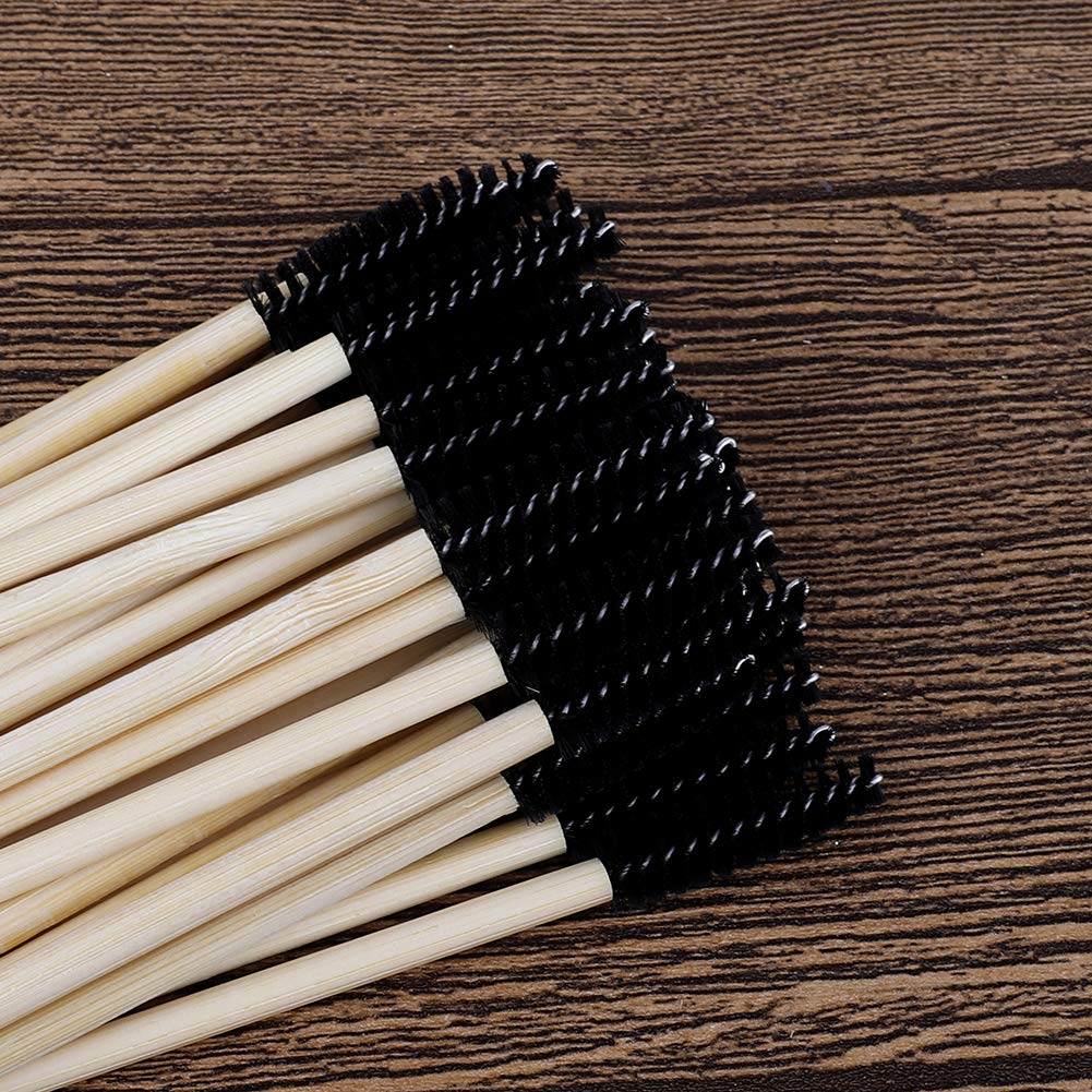 LIDEBLUE 100pcs Disposable Mascara Wands with Wooden Handle - Eyelash Extension Brushes, Spoolies for Professional Makeup Artists & DIY Beauty - Perfect for Salon, Home Use & Travel