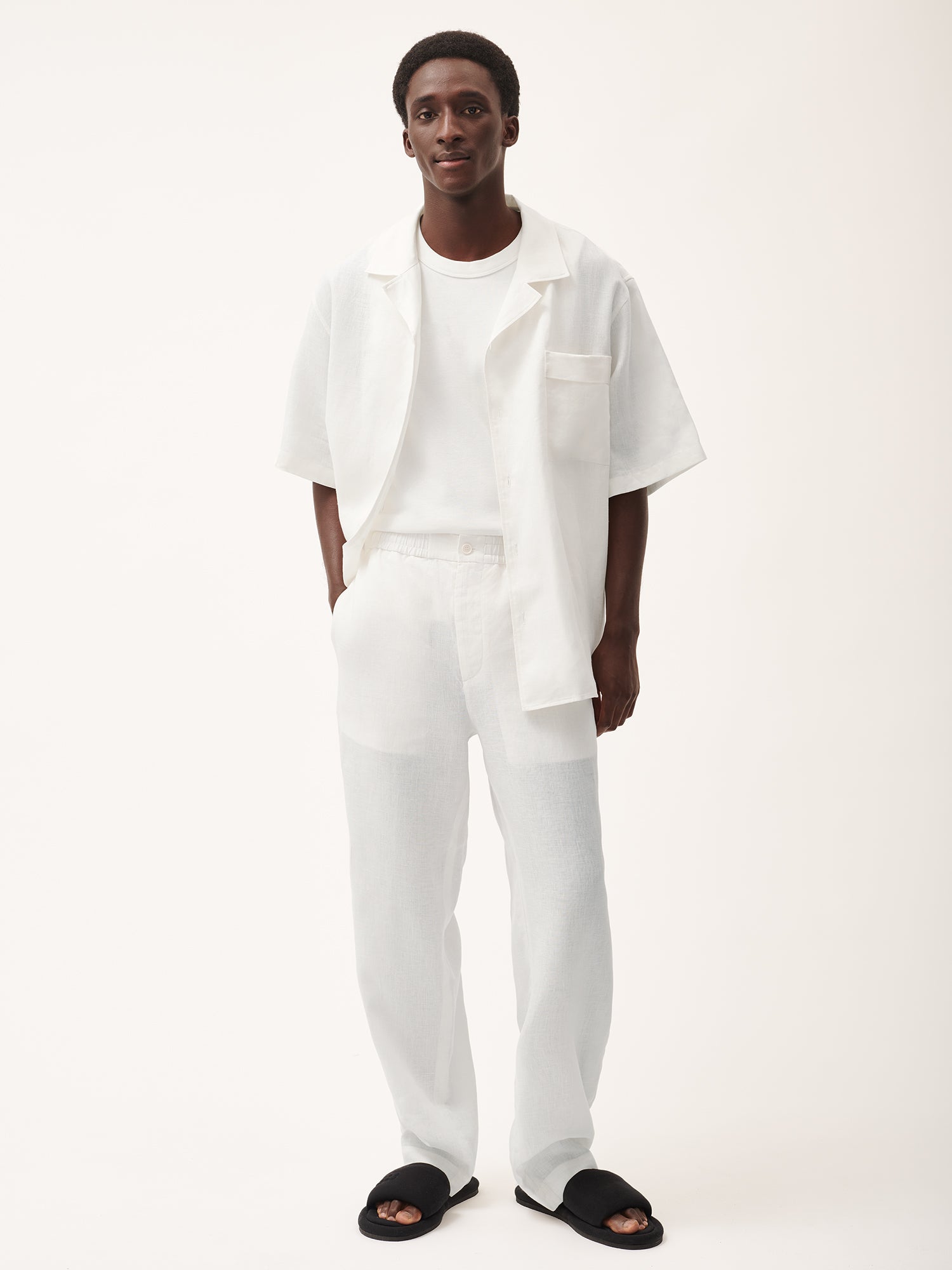 Men's Aloe Linen Pants - Breathable Comfortable Summer Trousers in Off White | Perfect for Casual Wear, Beach Outings & Relaxing at Home