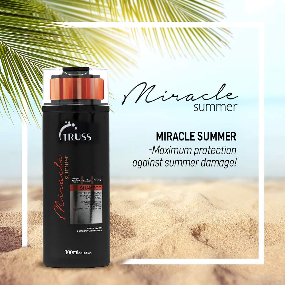 Truss Miracle Summer Conditioner & Shampoo Set with Hair Mask & Texturizing Styling Spray - Hydrating Hair Care Bundle for Smooth, Voluminous Hair - Perfect for Summer Beach Days & Salon-Quality Styling at Home
