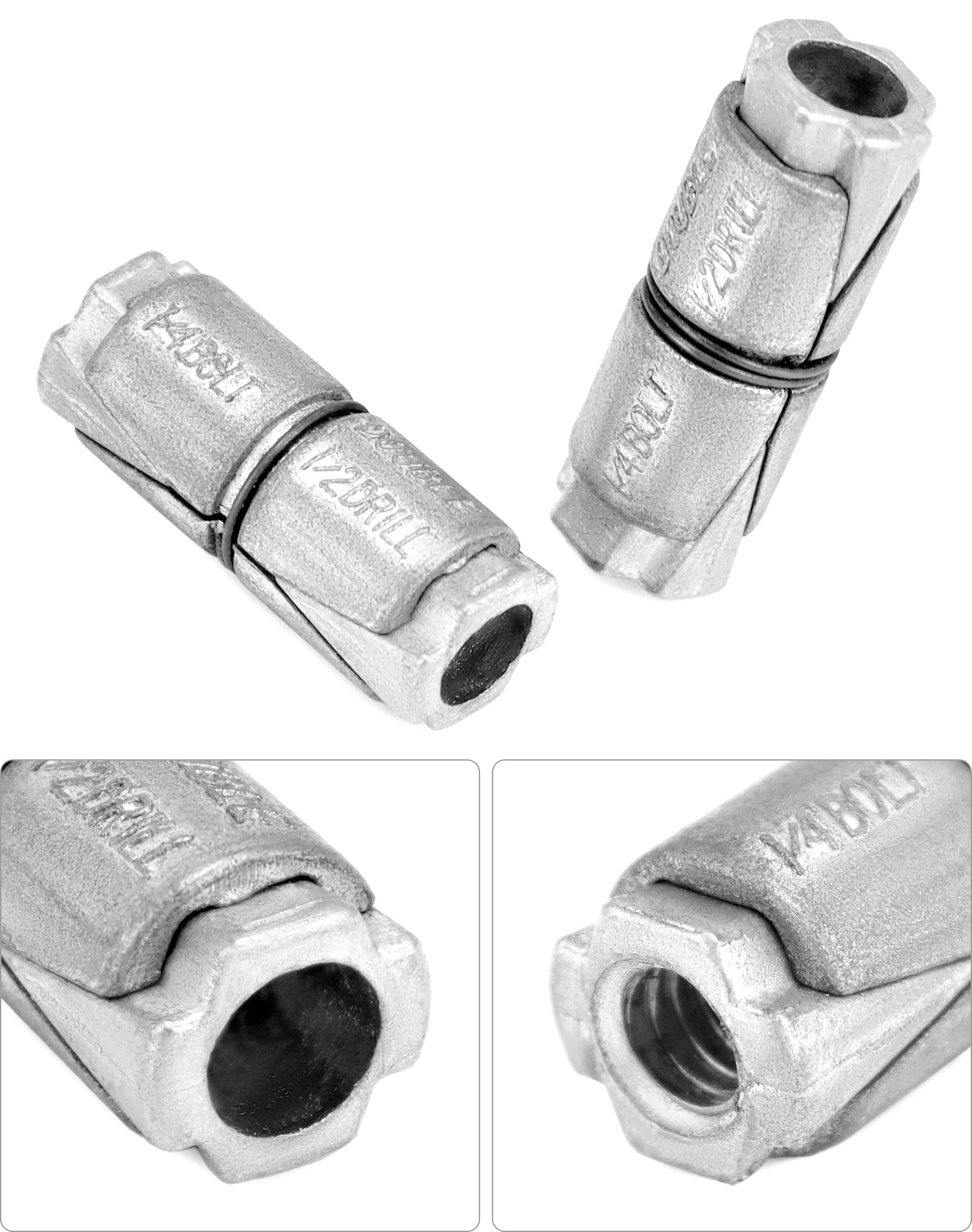 QWORK 1/4x1-5/16 Double Expansion Anchors - 50 Pcs Heavy Duty Metal Wall Anchors for Drywall, Concrete, Brick & Hollow Doors - Secure Shelves, TVs & Fixtures