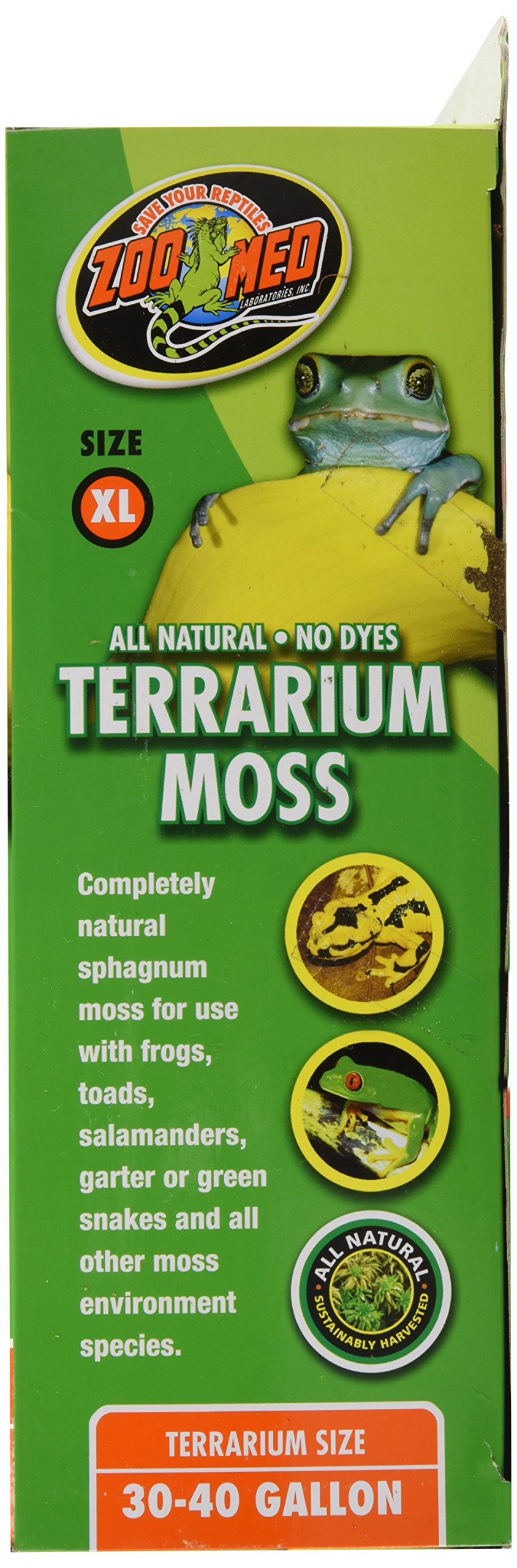 Premium Zoo Med Terrarium Moss - Natural Moisture Retention for 30-40 Gallon Reptile & Amphibian Habitats - Ideal for Tropical Terrariums, Vivariums & Bioactive Setups