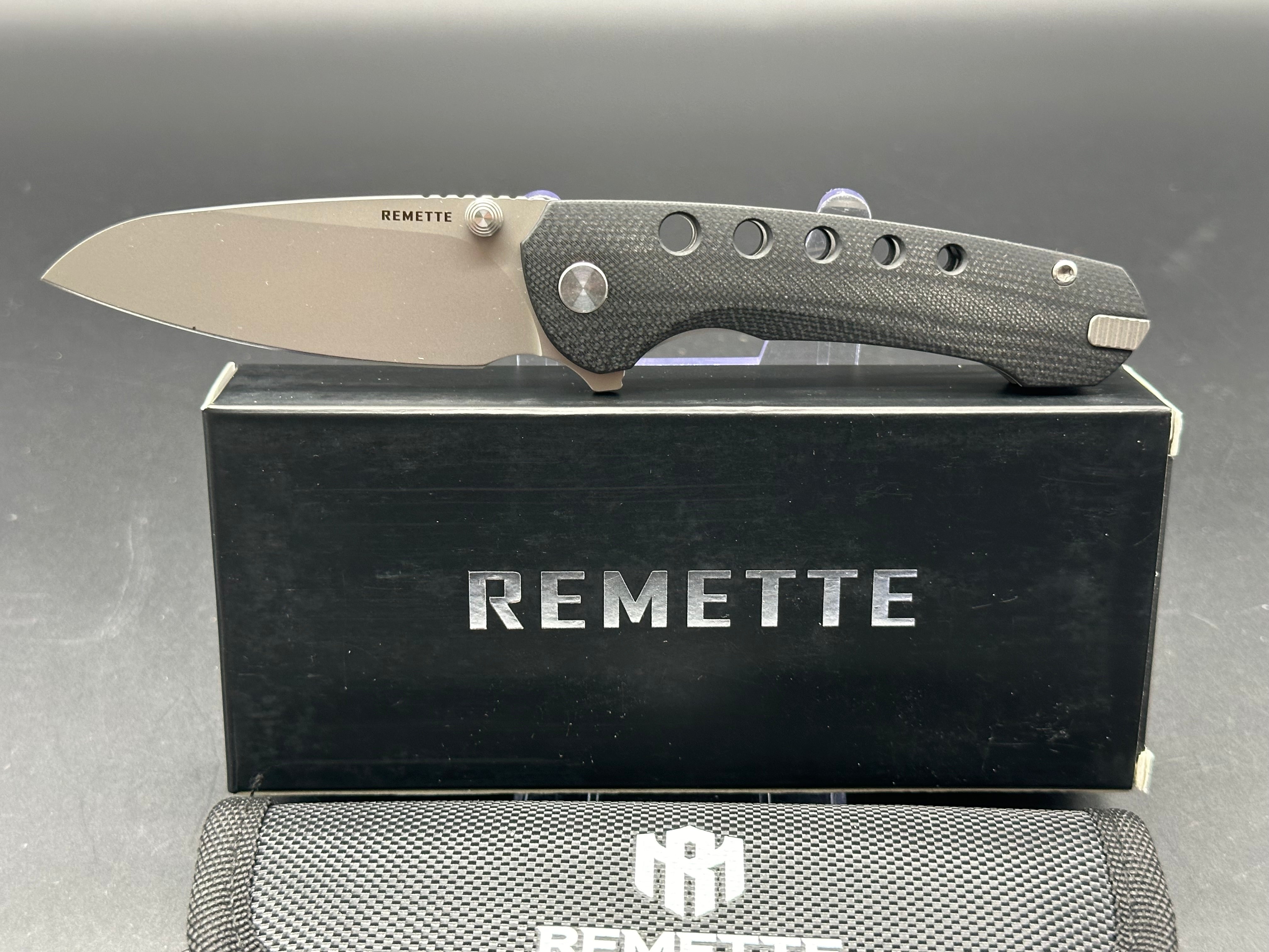 REMETTE BEE Folding Pocket Knife - Black G10 Handle, 14C28N Steel Drop Point Blade, Plain Edge with Sandblast Finish - EDC, Camping, Hiking & Outdoor Survival Tool