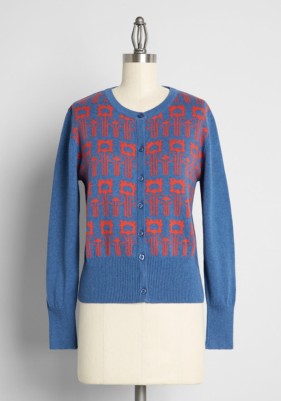 Stylish Geometric Gardens Cardigan for Women - Trendy Knit Sweater for Fall & Winter - Perfect for Casual Outfits, Office Wear & Cozy Evenings