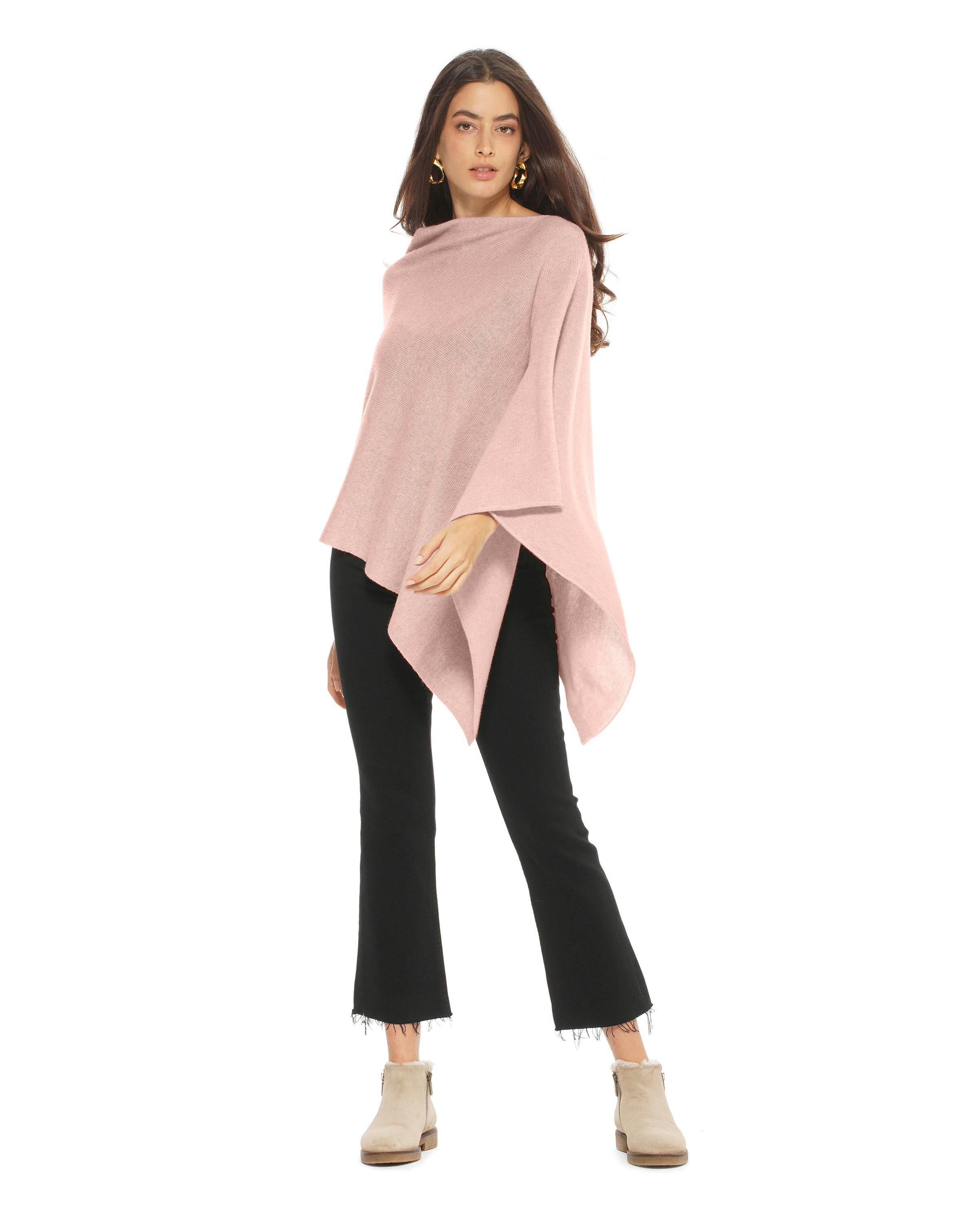 Luxury Women's Pure Cashmere Poncho - Soft & Warm Peach Shawl Wrap for Fall & Winter | Perfect for Travel, Office & Casual Outfits