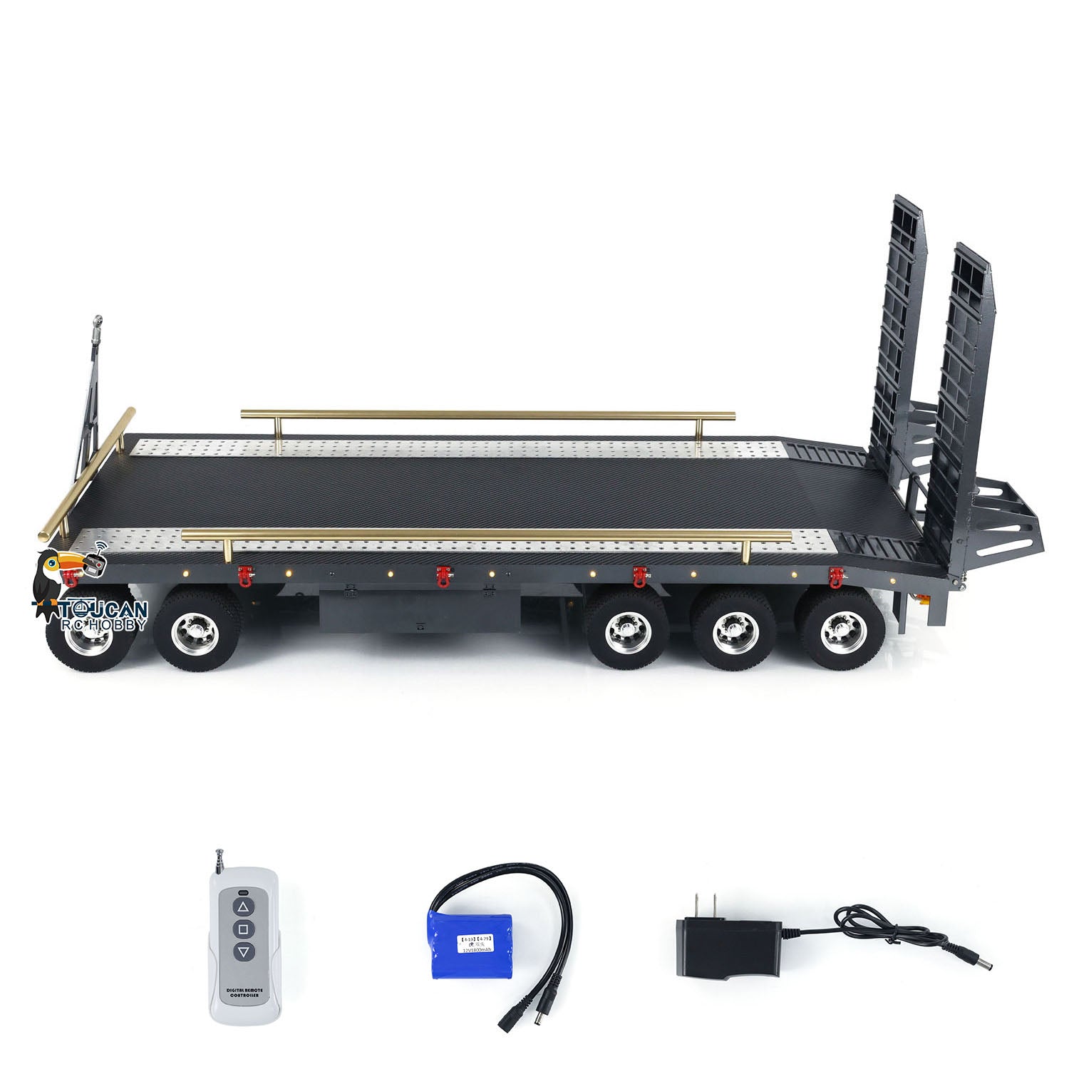1/10 1/8 1/12 1/14 Scale RC Crawler Metal 5-Axle Full Trailer for Radio Controlled Truck - Hydraulic System & DIY Painted Model - Perfect for Off-Road Adventures & RC Car Shows