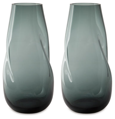 Beamund Glass Vase Set of 2 - Modern Decorative Flower Vases for Home, Wedding, and Office Decor