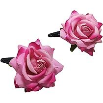 Pink Rose Hair Clips for Women - 2 Pack Floral Hair Accessories for Girls, Bridal, Wedding, Party & Everyday Use
