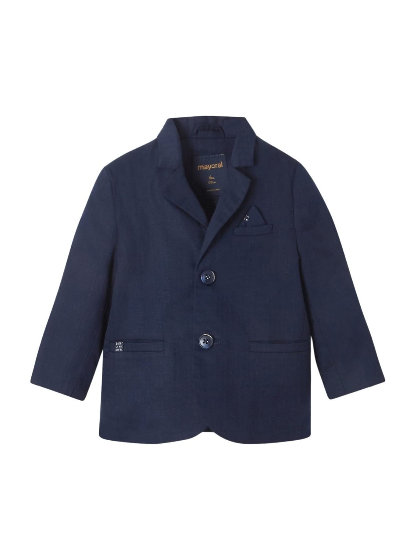Mayoral Baby Boys Navy Blue Linen Blazer - Formal Jacket for Special Occasions, Weddings & Photoshoots | Style 1403