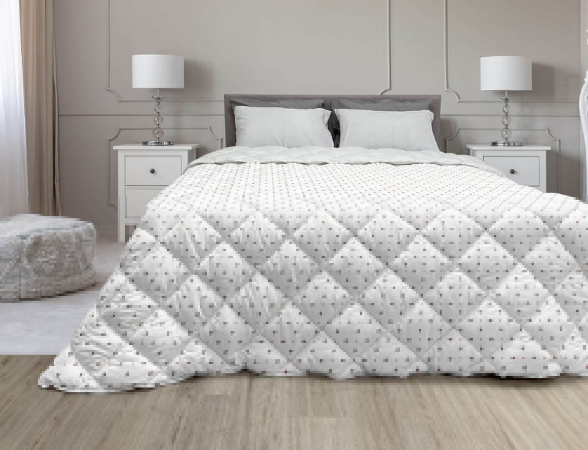 Ambesonne Geometric Down Alternative Comforter - Twin Size All-Season Microfiber Quilt with Minimalist Star & Rhombus Pattern in Dark Grey, White & Cocoa - Perfect for Bedroom, Guest Room & Dorm Decor