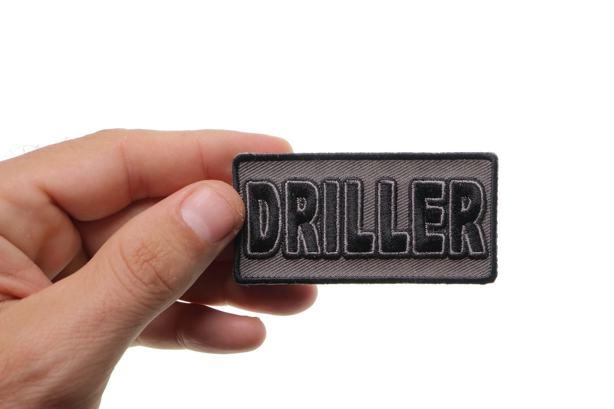 Driller Patch - 3x1.5 Inch Iron On Embroidered Patch for Jackets, Hats & Backpacks - DIY Sewing & Clothing Repair Accessories
