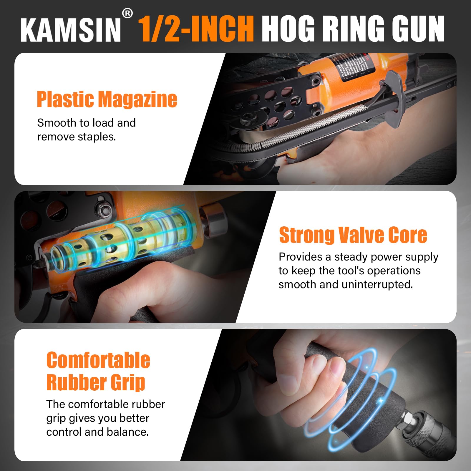 **K-SC760 16 Gauge Pneumatic Hog Ring Gun Kit – 1/2-Inch Crown Air-Powered Hog Ring Plier with 3.0-4.8mm Closure Diameter – Heavy-Duty C Ring Gun for Spring Mattress, Fencing, Wire Cages, Car Seat & Upholstery – Ideal for DIY, Industrial, and Agricultural Use**