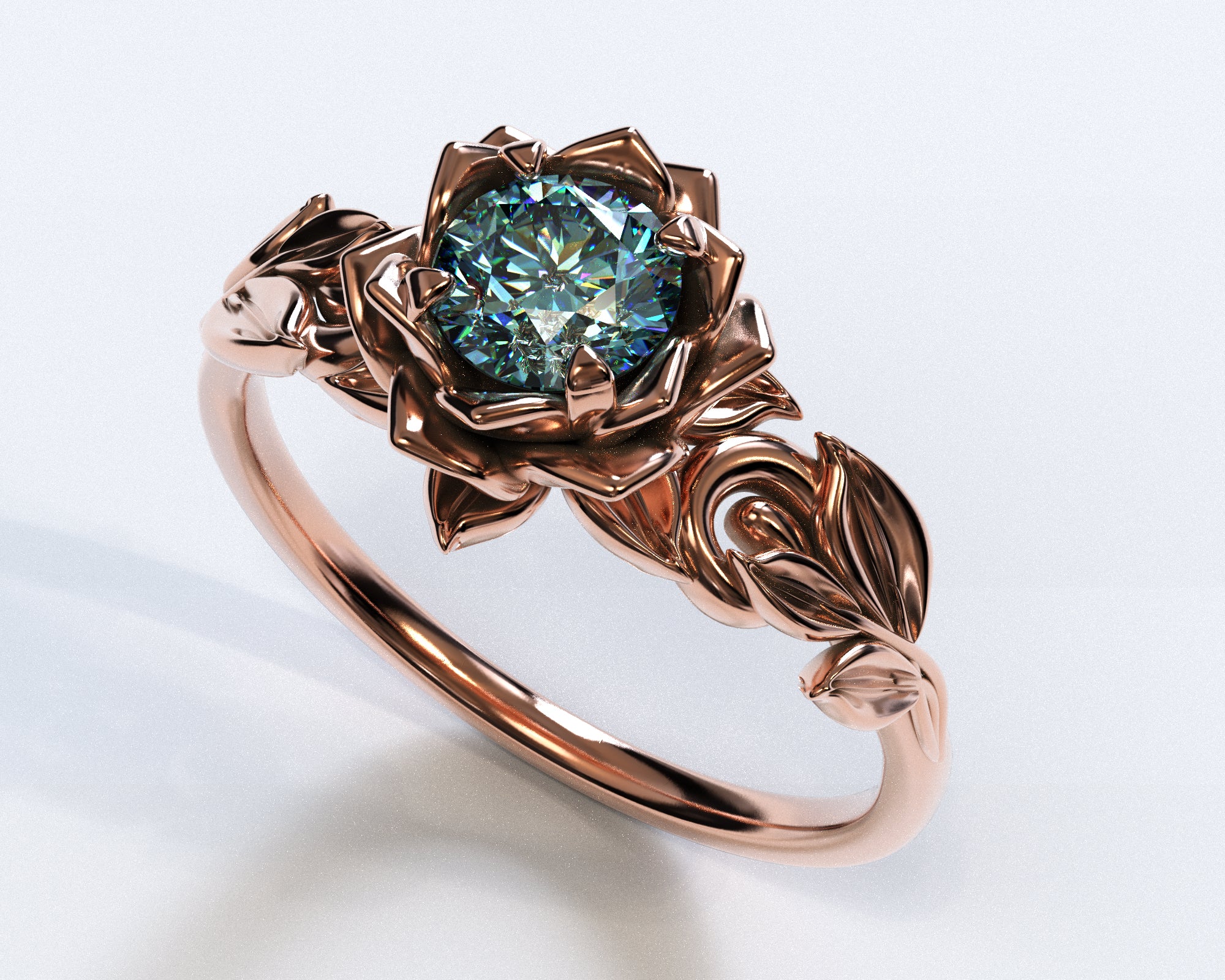 Exquisite Teal Sapphire Flower Engagement Ring for Women – Perfect for Proposals, Anniversaries & Special Occasions