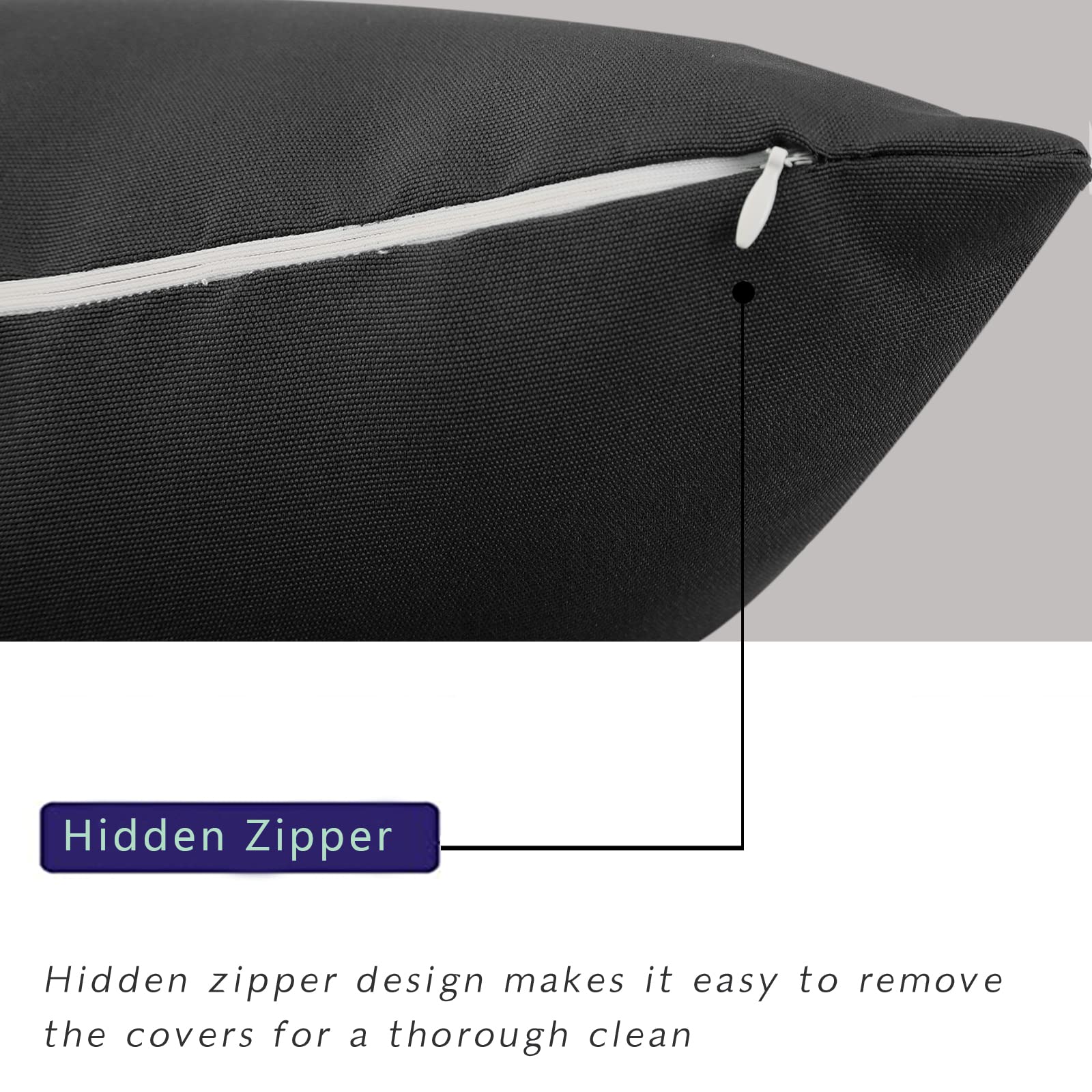 Waterproof Outdoor Lumbar Pillows Set of 2 (12x20 Inch) with Inserts - Durable Patio Cushions for Garden, Poolside & Deck Furniture - Perfect for Back Support While Relaxing Outside