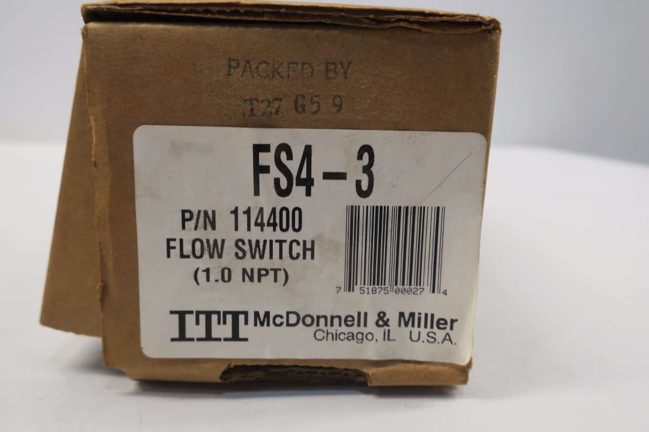 McDonnell & Miller ITT FS4-3 114400 Liquid Flow Switch 115/230V AC (D539892) - Ideal for HVAC Systems, Water Treatment & Industrial Applications