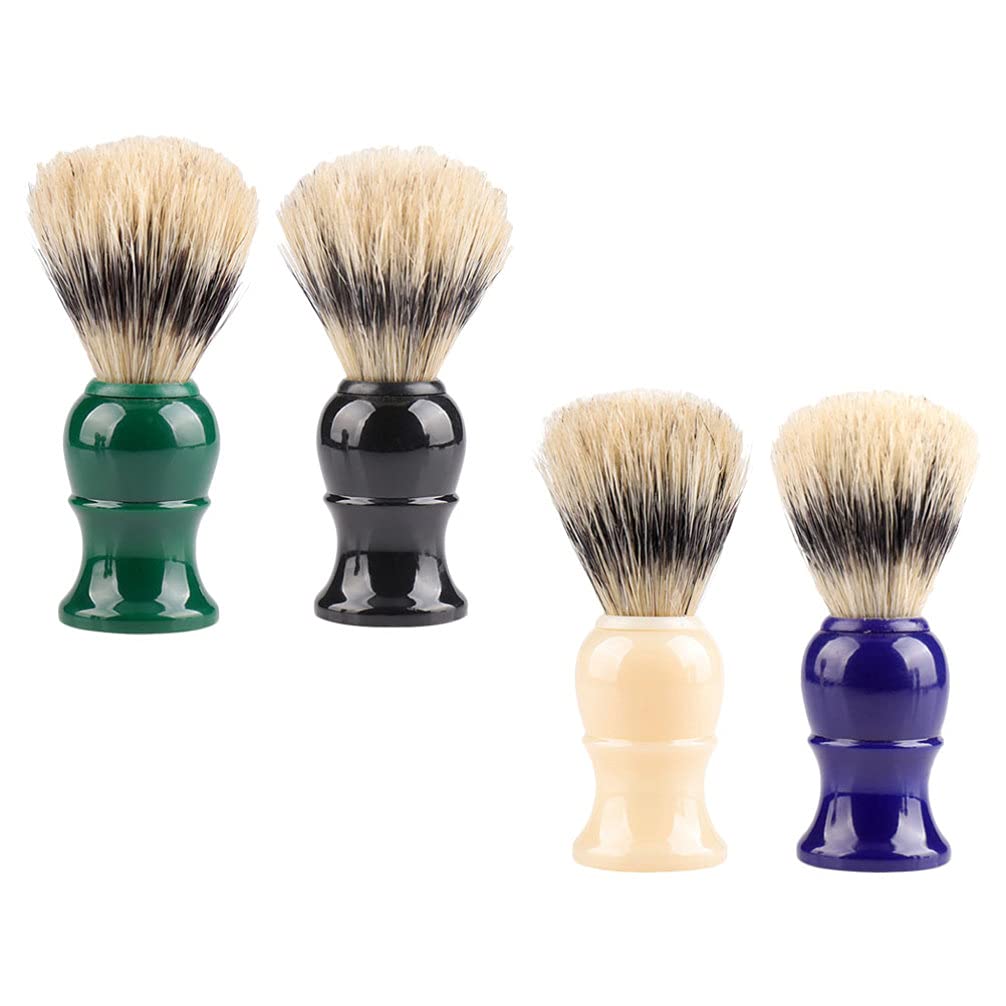 EXCEART Men's Shaving Brush Set - 4Pcs Ultra-Soft Silvertip Badger Bristle Shaving Brushes with Plastic Handle, Fine Bristle Hairbrush & Comb for Men, Perfect for Daily Grooming and Travel