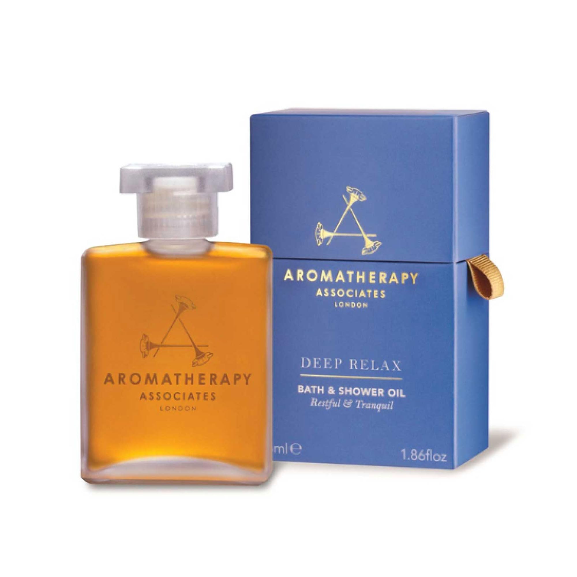Aromatherapy Associates Deep Relax Bath & Shower Oil - Natural Essential Oil Blend for Stress Relief, Better Sleep & Skin Hydration (1.86 oz) | Perfect for Spa Nights, Self-Care Routines & Relaxing Baths