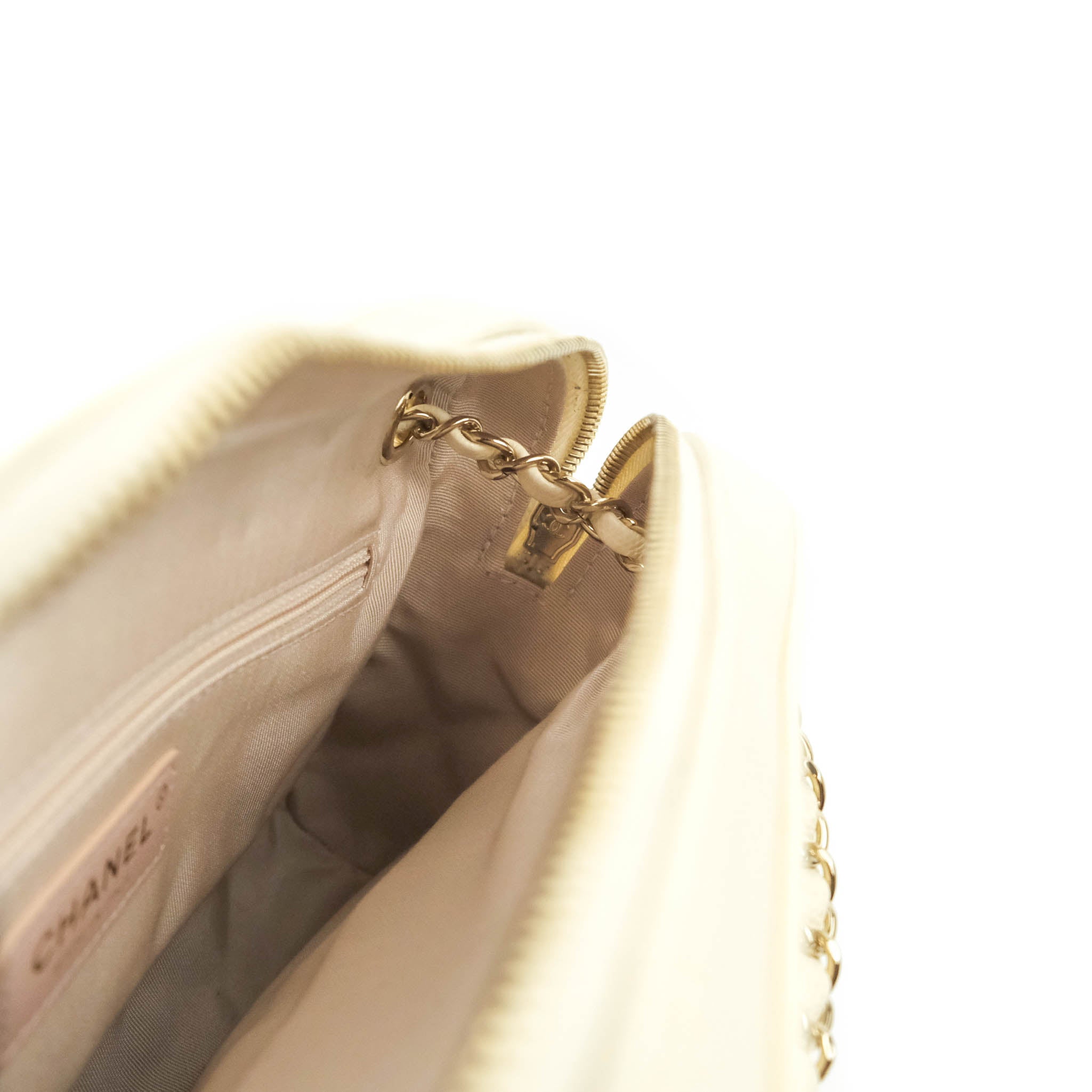 Chanel Camera Bag with Detachable Pouch - Ivory Caviar Leather & Gold Hardware | Luxury Crossbody Bag for Women | Perfect for Everyday Use, Date Night & Travel