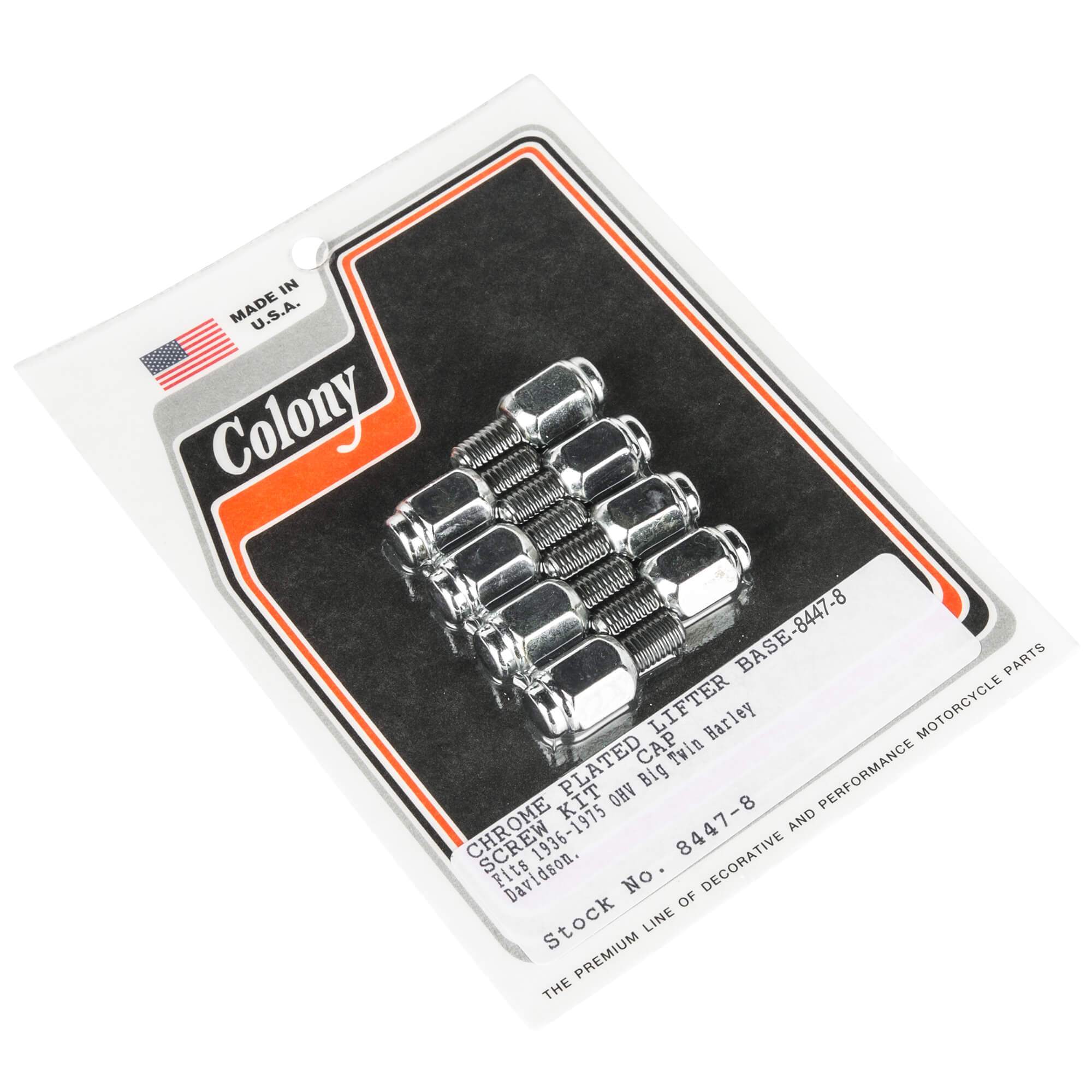 8447 8 Lifter Base Cap Screw Kit for 1936-1975 Harley Davidson OHV Big Twins - Chrome Plated Replacement Parts - Perfect for Engine Repair & Restoration Projects