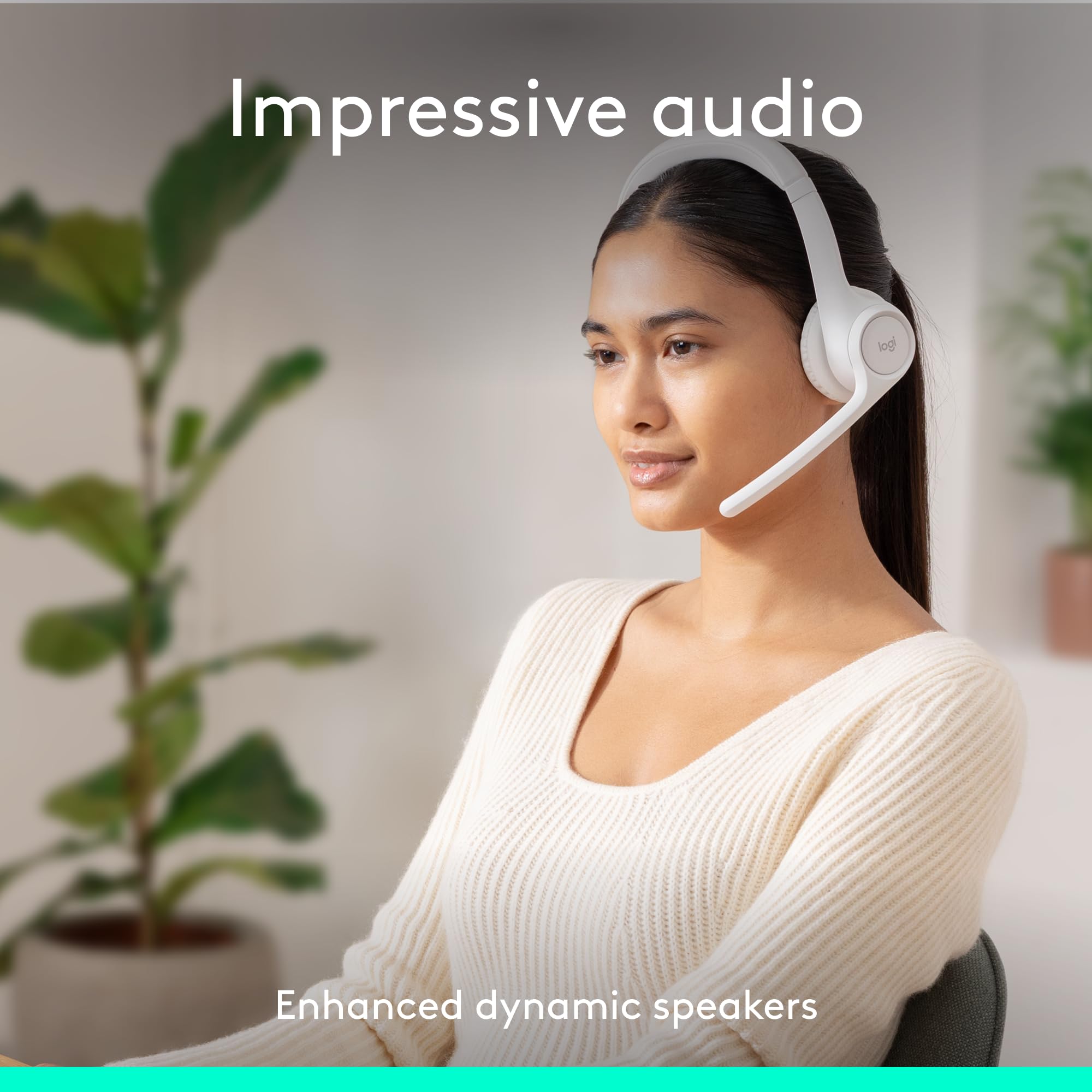 Logitech Zone 300 Wireless Bluetooth Headset with Noise-Canceling Mic - Compatible with Windows, Mac, Chrome, Linux, iOS, Android - Off-White - Perfect for Remote Work, Online Meetings & Gaming