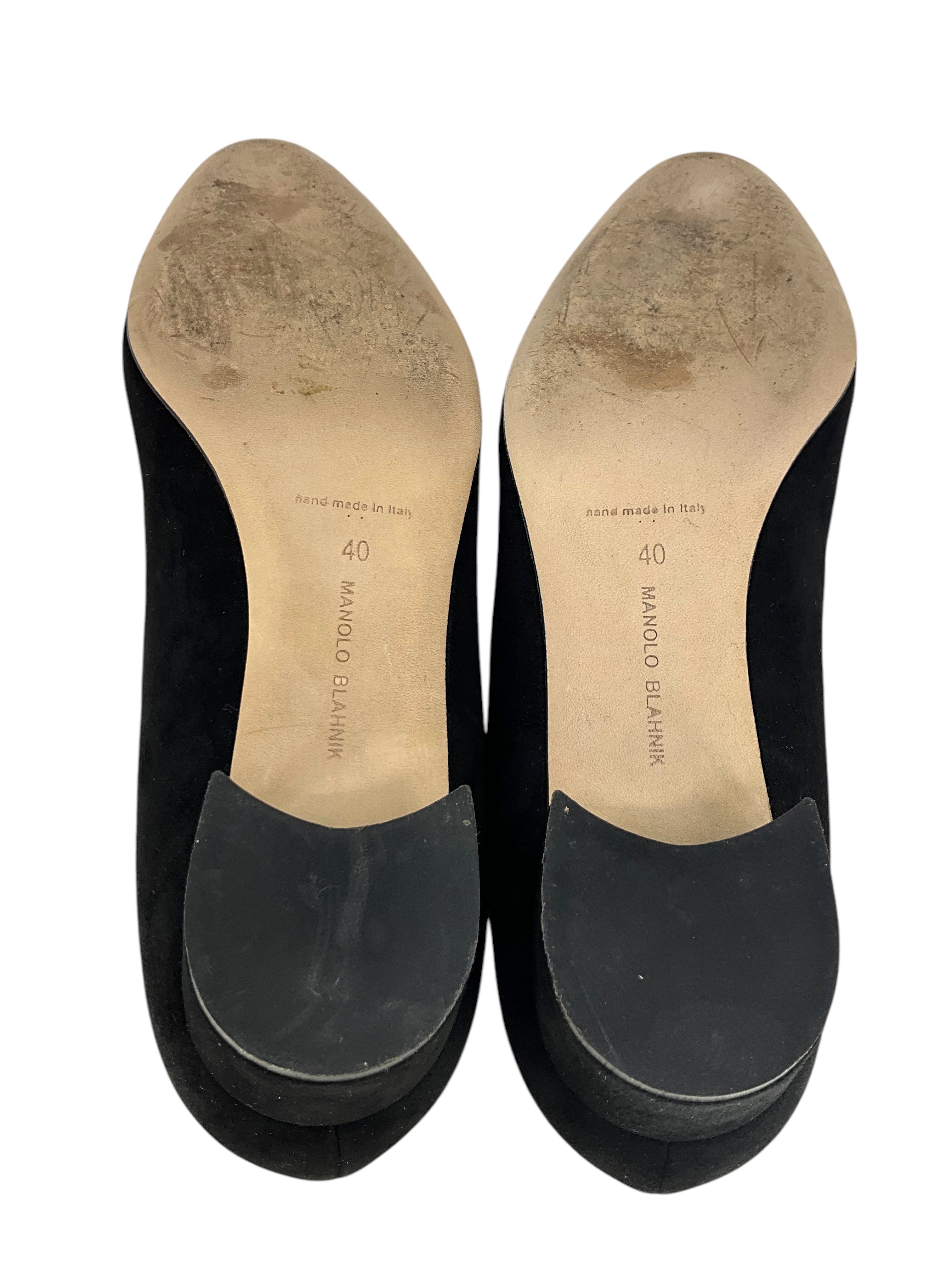 Manolo Blahnik Listony Block Heel Suede Pumps - Women's Size 10 | Comfortable & Stylish High Heels for Office, Party & Special Occasions
