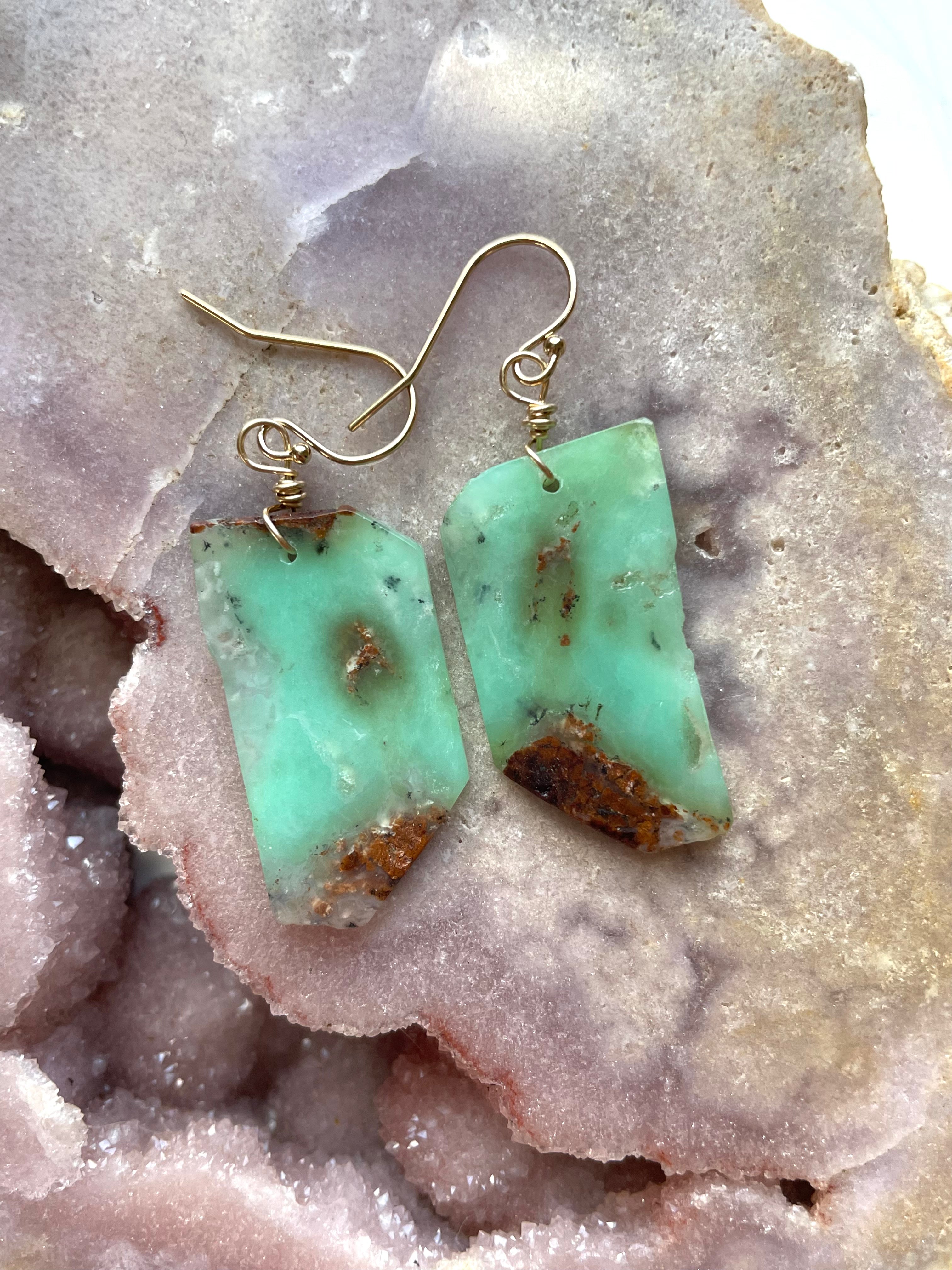 Stunning Chrysoprase Statement Earrings in Gold Fill – Elegant Dangle Earrings for Women | Perfect for Parties, Weddings & Special Occasions