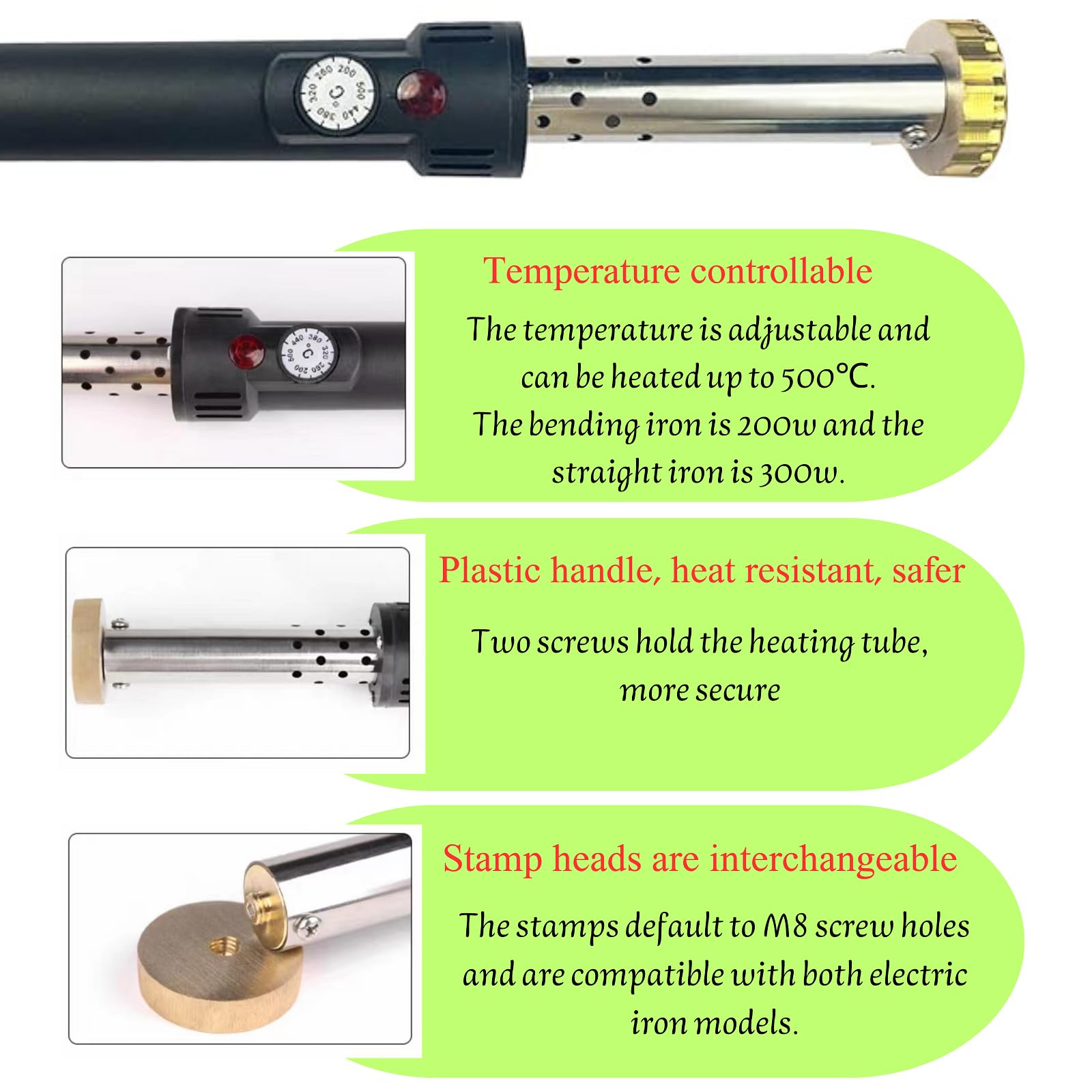 Custom Electric Branding Iron for Wood & Leather - Adjustable Temperature Controlled with Personalized Logo - Perfect for DIY Woodworking, Leather Crafting & Branding Projects (Black)