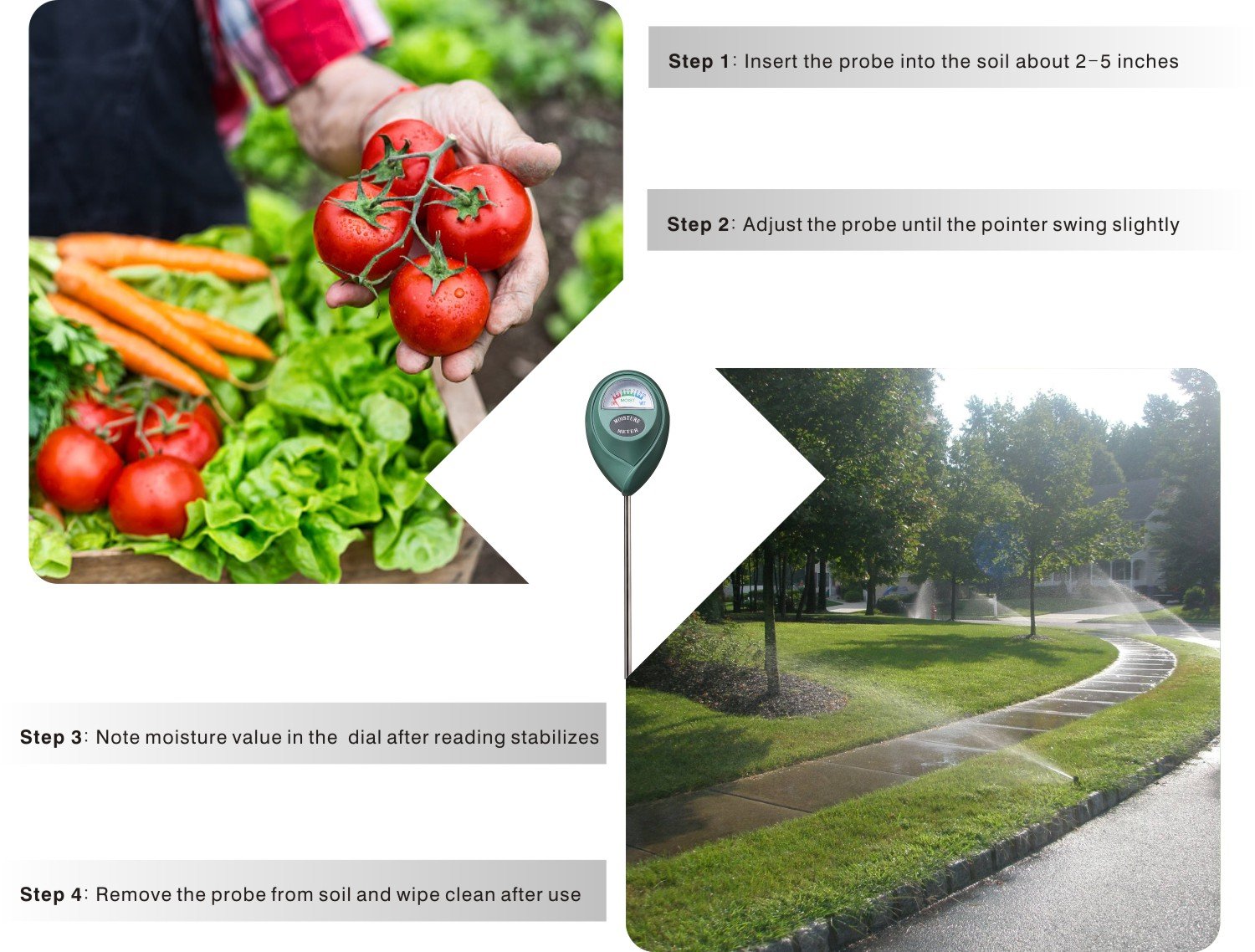 XLUX Soil Moisture Meter - Plant Water Monitor & Hygrometer Sensor for Gardening, Farming | Indoor/Outdoor Use | No Batteries Needed | Perfect for Houseplants, Vegetable Gardens, and Lawn Care