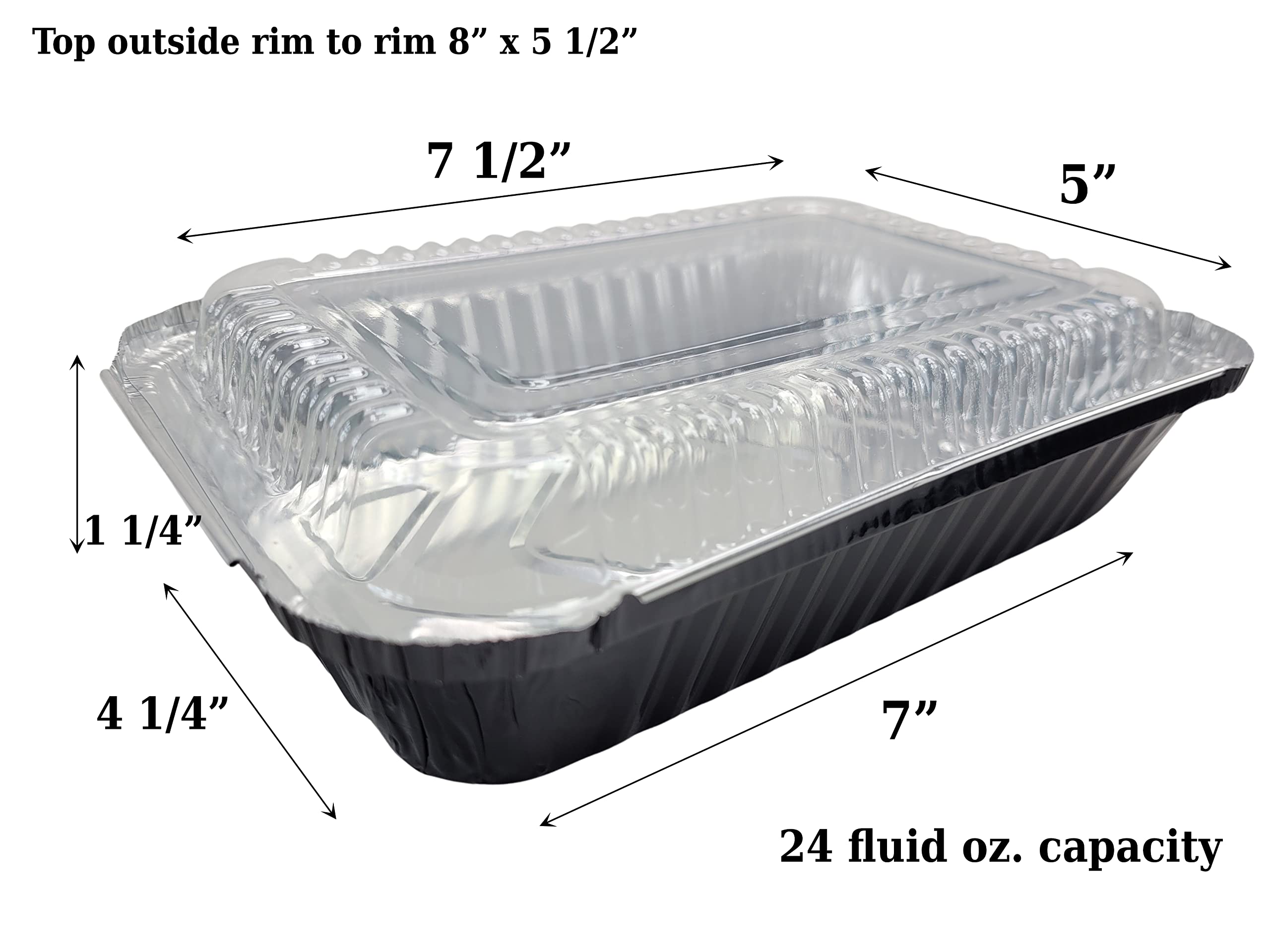 KitchenDance 1.5 LB Aluminum Foil Pans with Plastic Lids - Durable Oblong Shallow Containers for Cooking, Baking, Freezing & Food Storage - Perfect for Restaurants, Catering, Meal Prep & Home Kitchens (6417P)