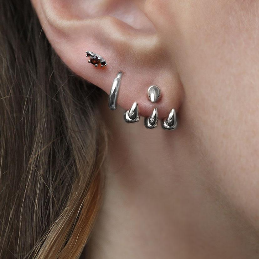 NASRA Silver Claw Earring for Lobe & Helix Piercing - Gothic Punk Jewelry for Women, Perfect for Parties & Night Out