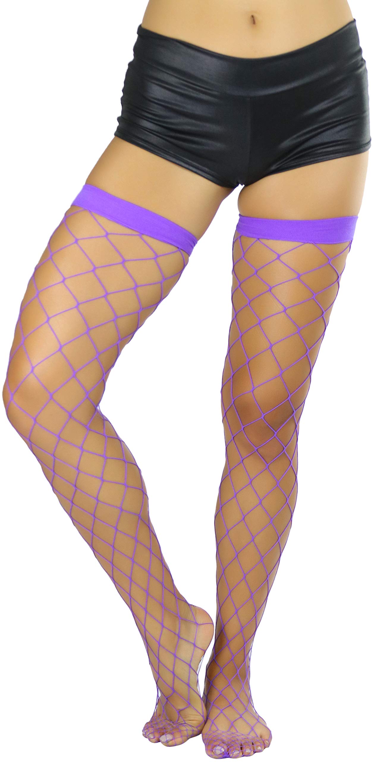 ToBeInStyle Women’s Bright & Vibrant Fishnet Thigh High Stockings - Sexy Sheer Tights for Party, Cosplay & Night Out