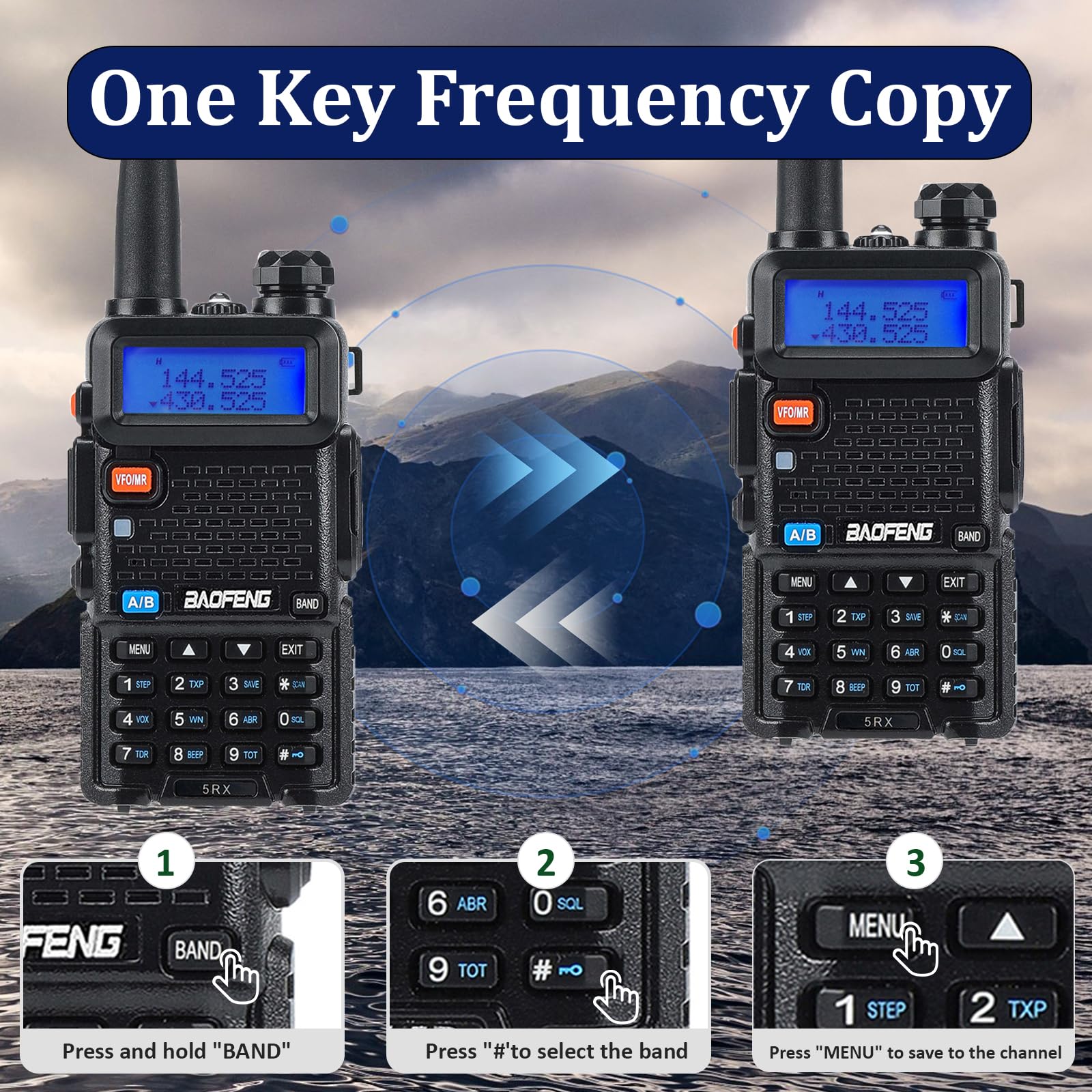 BAOFENG UV-5RX 8W Dual Band Walkie Talkies (144-148MHz & 430-450MHz) - Upgraded Ham Radio with 1800mAh Rechargeable Battery & Earpiece - Perfect for Outdoor Adventures, Construction Sites, and Emergency Communication