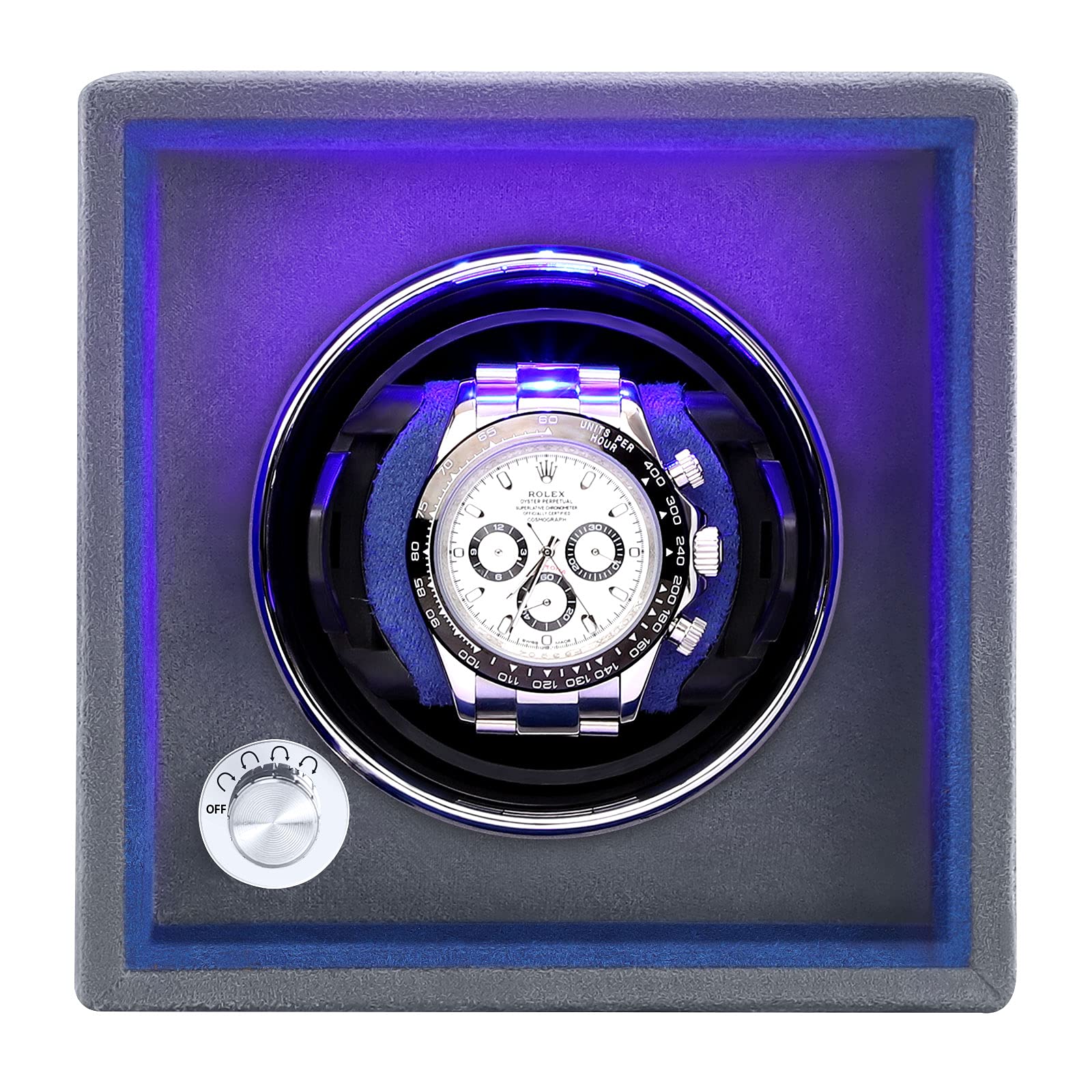 Premium SmartCube Single Watch Winder for Rolex & Luxury Watches - Ultra Quiet Japanese Motor, Automatic Watch Winder Box with LED Display - Perfect for Home, Office & Travel Use - Fits All Watch Sizes (40-55mm)