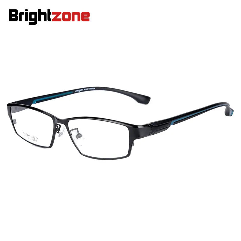 Brightzone Unisex Full Rim Square Titanium Alloy Eyeglasses 71374 - Lightweight Durable Glasses for Men & Women - Perfect for Reading, Work & Everyday Use