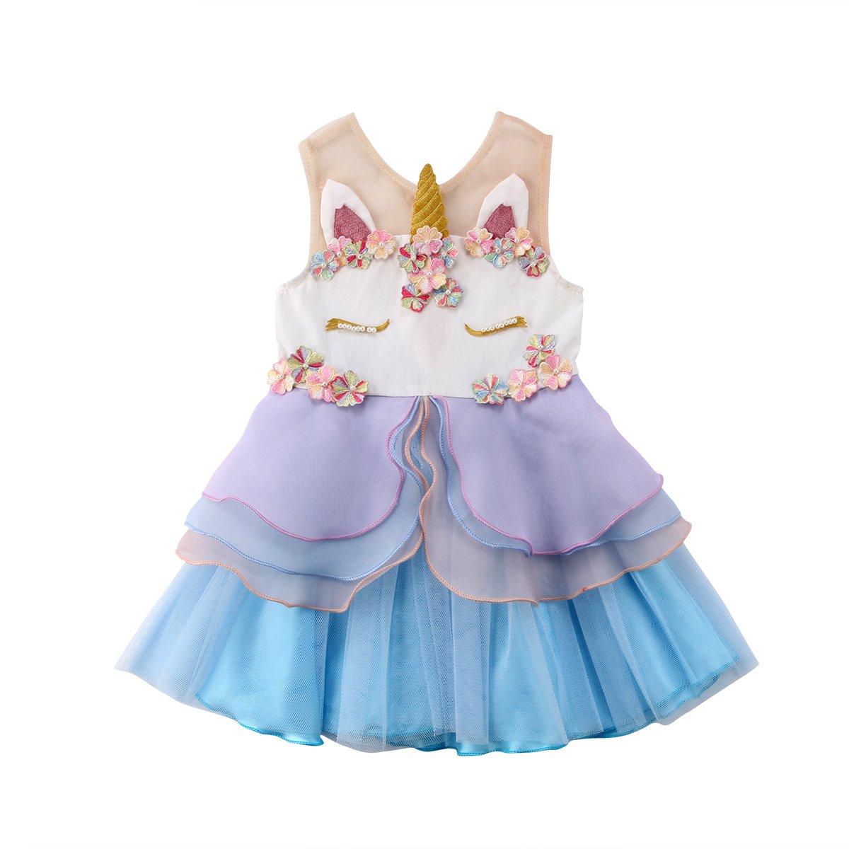 Unicorn Flower Girl Dress for Baby Girls - Sleeveless Lace Princess Party Dress for Kids - Perfect for Weddings, Birthday Parties & Special Occasions