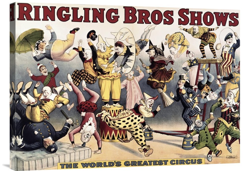 Ringling Bros. Circus Wall Art - Gallery Wrapped Canvas Giclee Print - Vintage Circus Decor for Living Room & Office