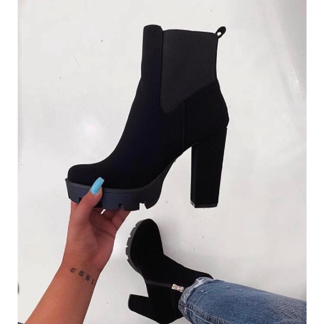Laticia Women's Black Nubuck Ankle Booties - Comfortable Low Heel Boots for Casual Wear, Office & Night Out