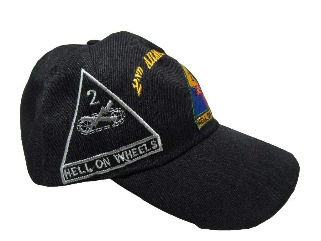 U.S. Army 2nd Armored Division 'Hell on Wheels' Embroidered Cap - Shadow Black Military Hat for Veterans & History Enthusiasts | Perfect for Outdoor Activities, Military Events & Patriotic Occasions