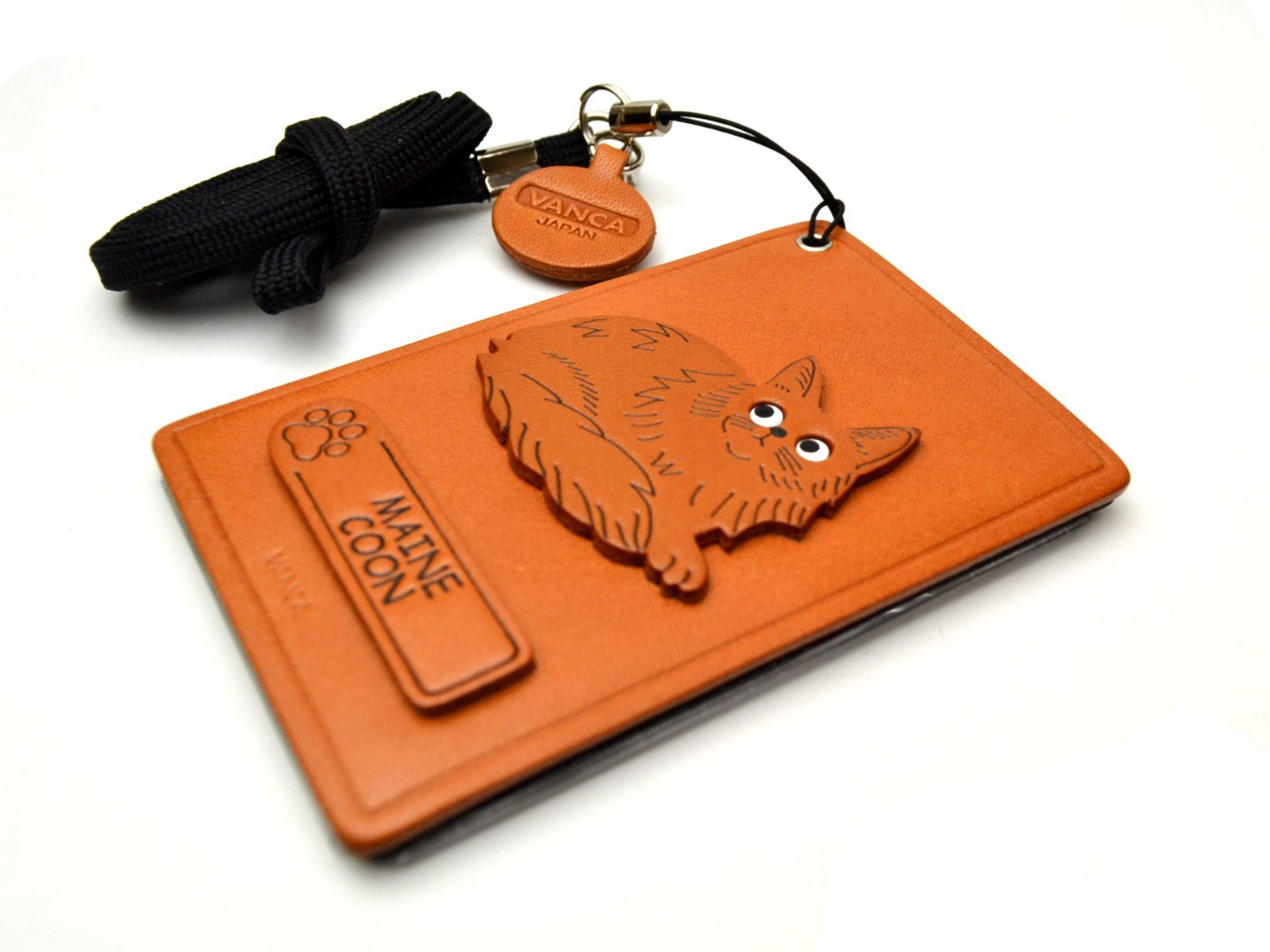Premium Maine Coon Cat Leather Wallet - Handmade ID/Credit Card Holder Case - VANCA Japanese Craftsmanship | Perfect for Travel, Business & Everyday Use