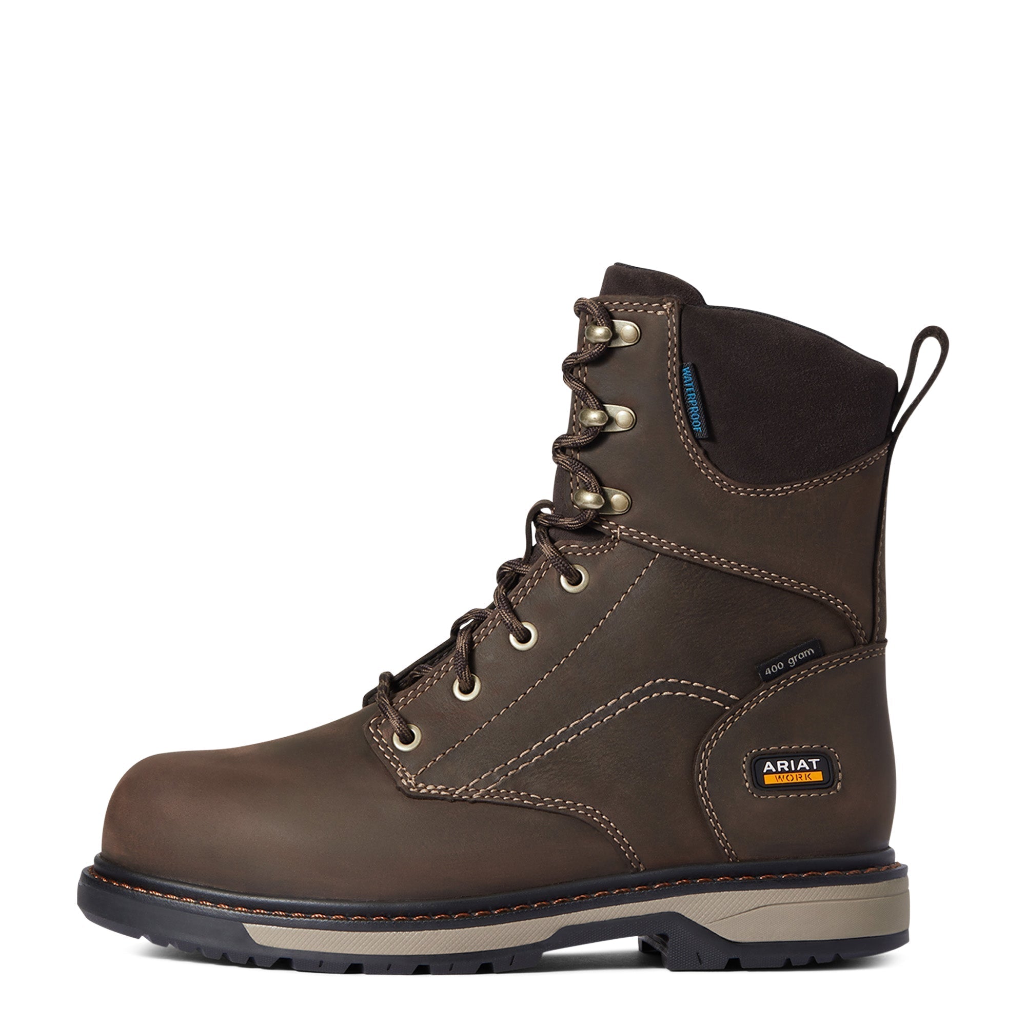Riveter 8 Women's CSA Certified Glacier Grip Waterproof 400g Composite Toe Work Boots - Brown - Slip Resistant Safety Shoes for Construction, Warehouse & Outdoor Work