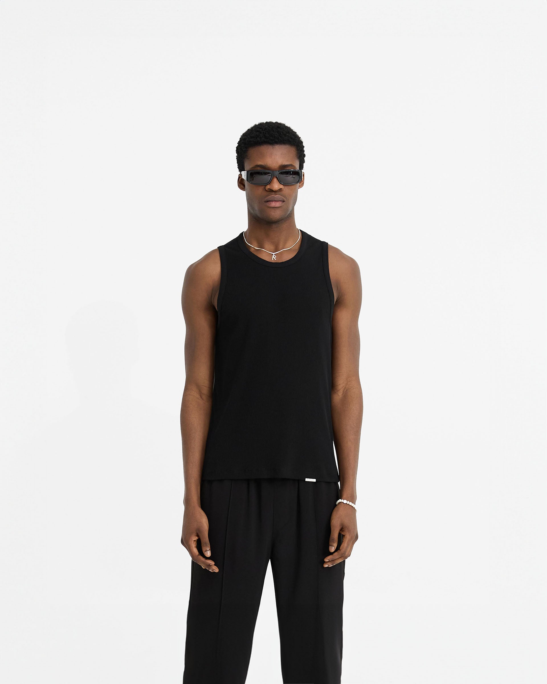 Initial Rib Vest for Men - Black Slim Fit Knit Sweater Vest | Casual Layering & Office Wear