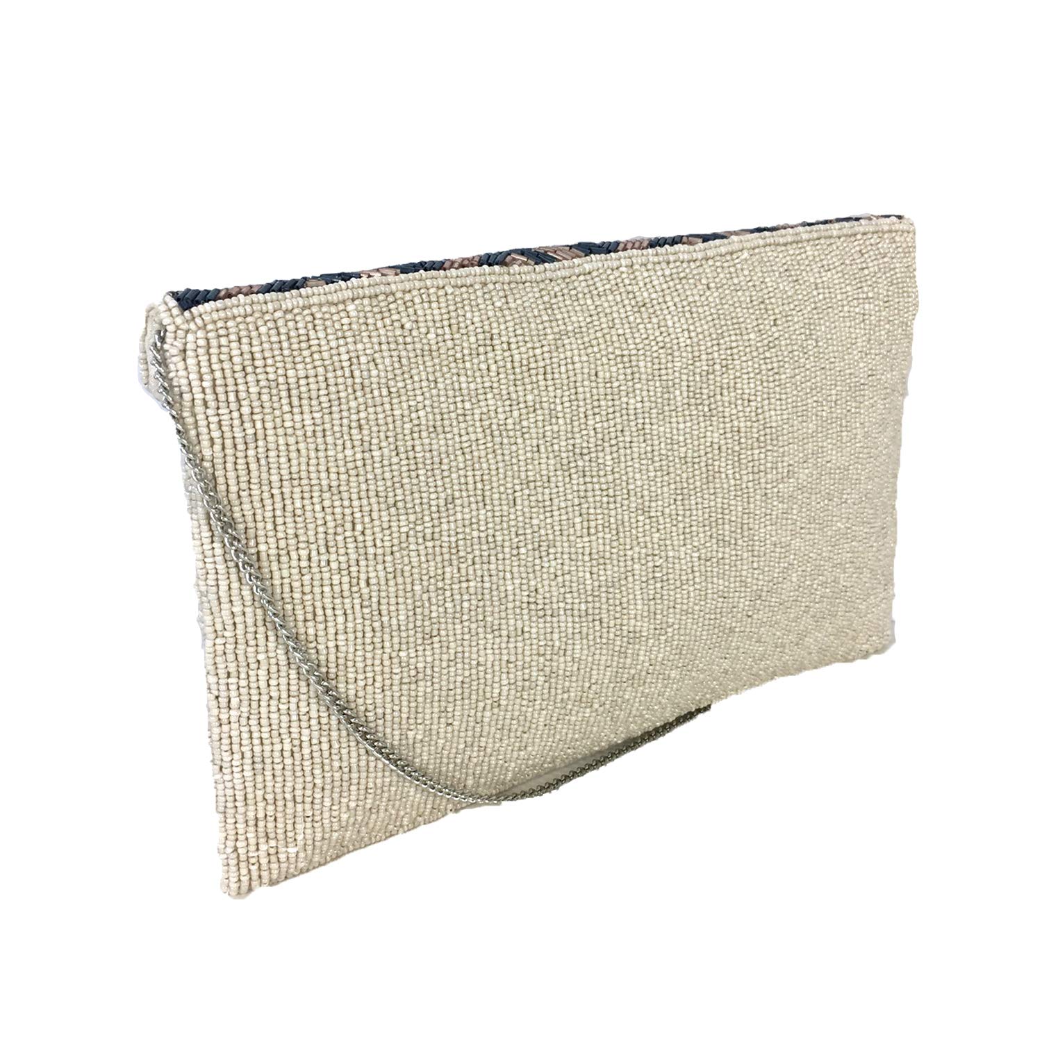 Tilda Beaded Convertible Clutch Crossbody Bag for Women - Blue Multi Color Beaded Handbag, Evening Purse for Parties, Weddings & Special Occasions